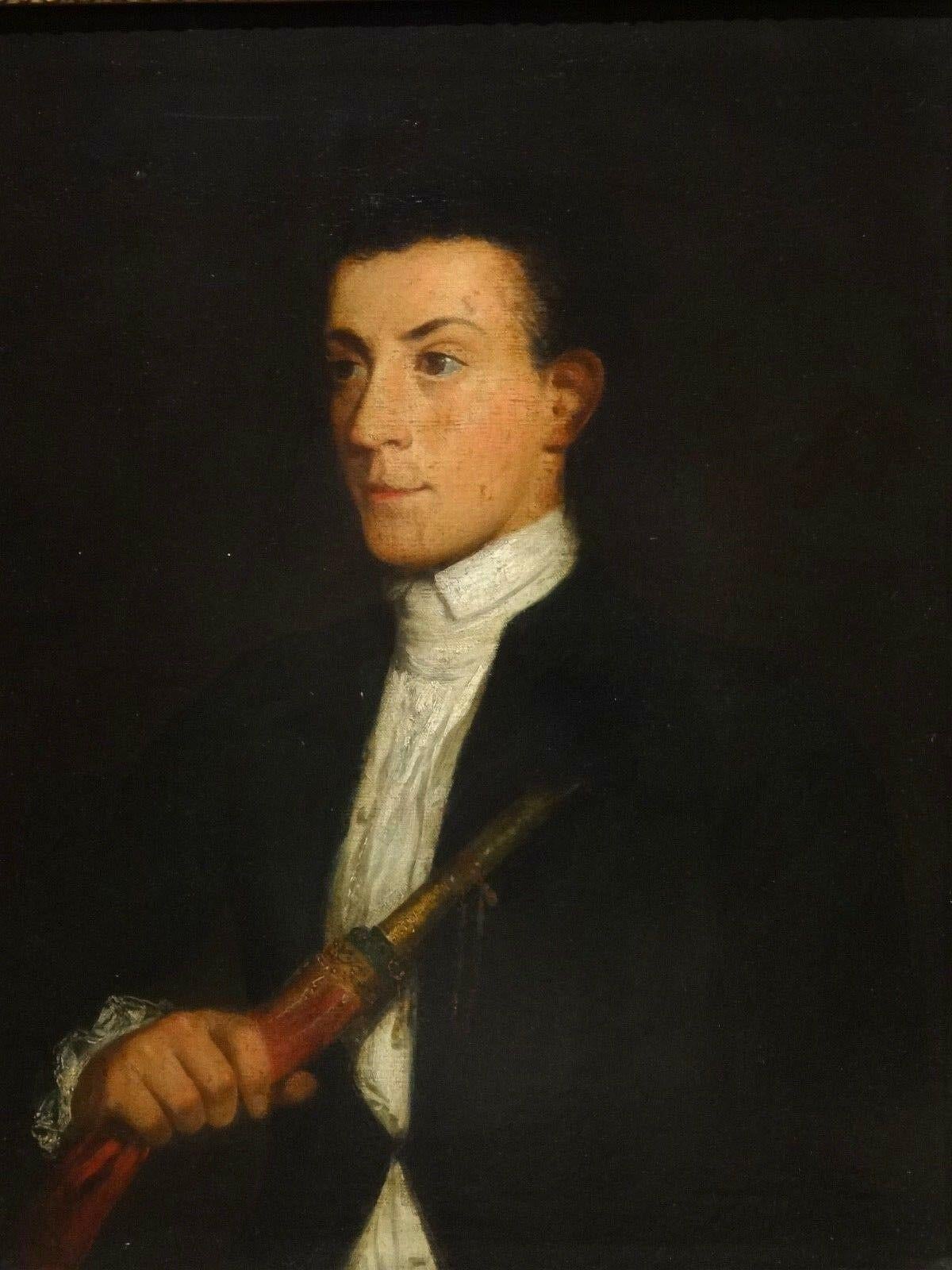 Portrait Of A Zampogna Player, 18th Century  - Painting by Unknown