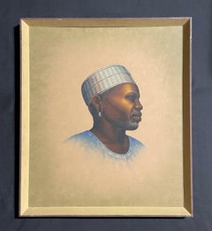 Portrait of African Man Tanzania - Signed Oil Painting circa 1970's