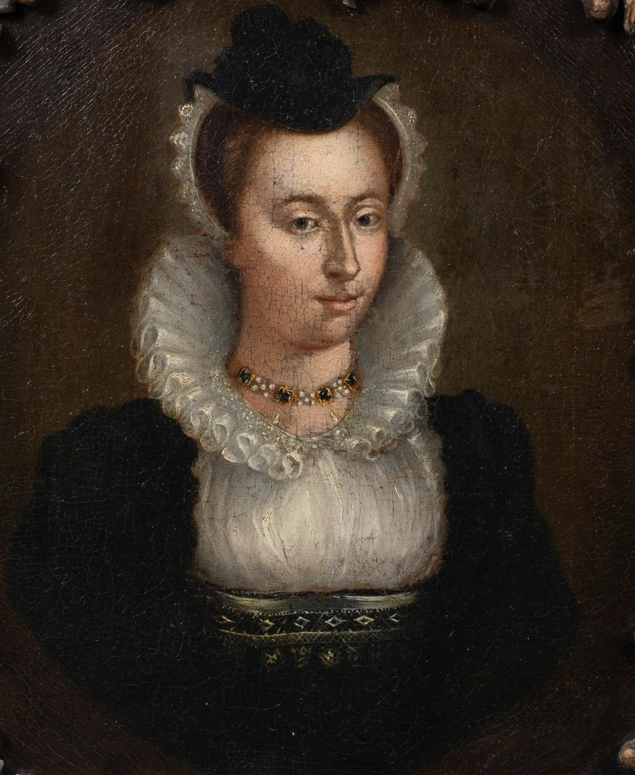 Portrait Of Alice Spencer Countess of Derby (1559-1637)

Tudor School Portrait 

16th Century portrait of a lady traditionally held to be Alice Spencer, Countess Of Derby, oil on canvas. Excellent quality and condition for its age presented in an