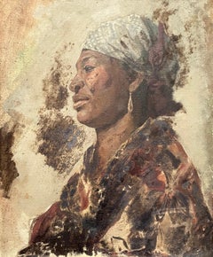 Portrait Of An African Woman, Oil On Canvas, Early 20th Century