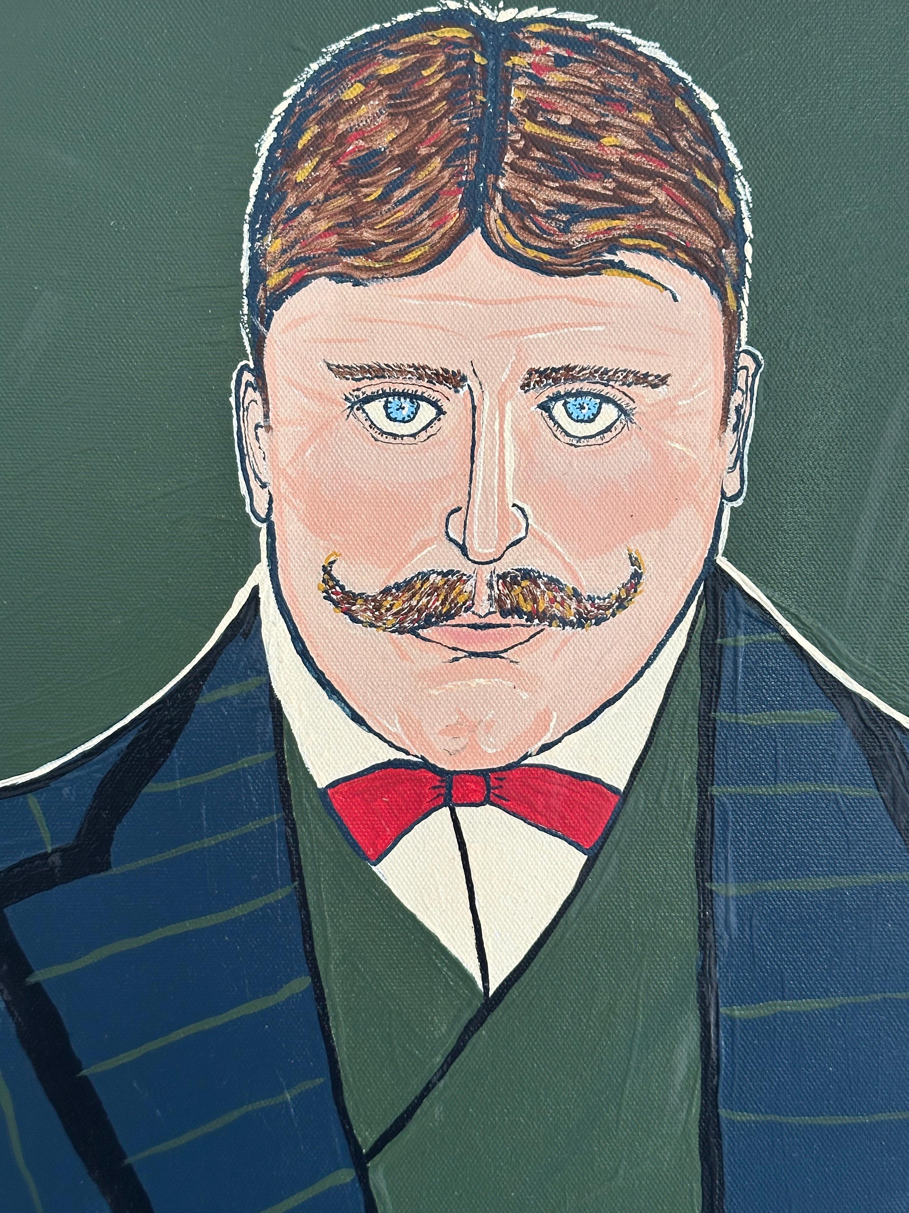 Ritratto di un dandy edoardiano (uomo) - Painting di Unknown