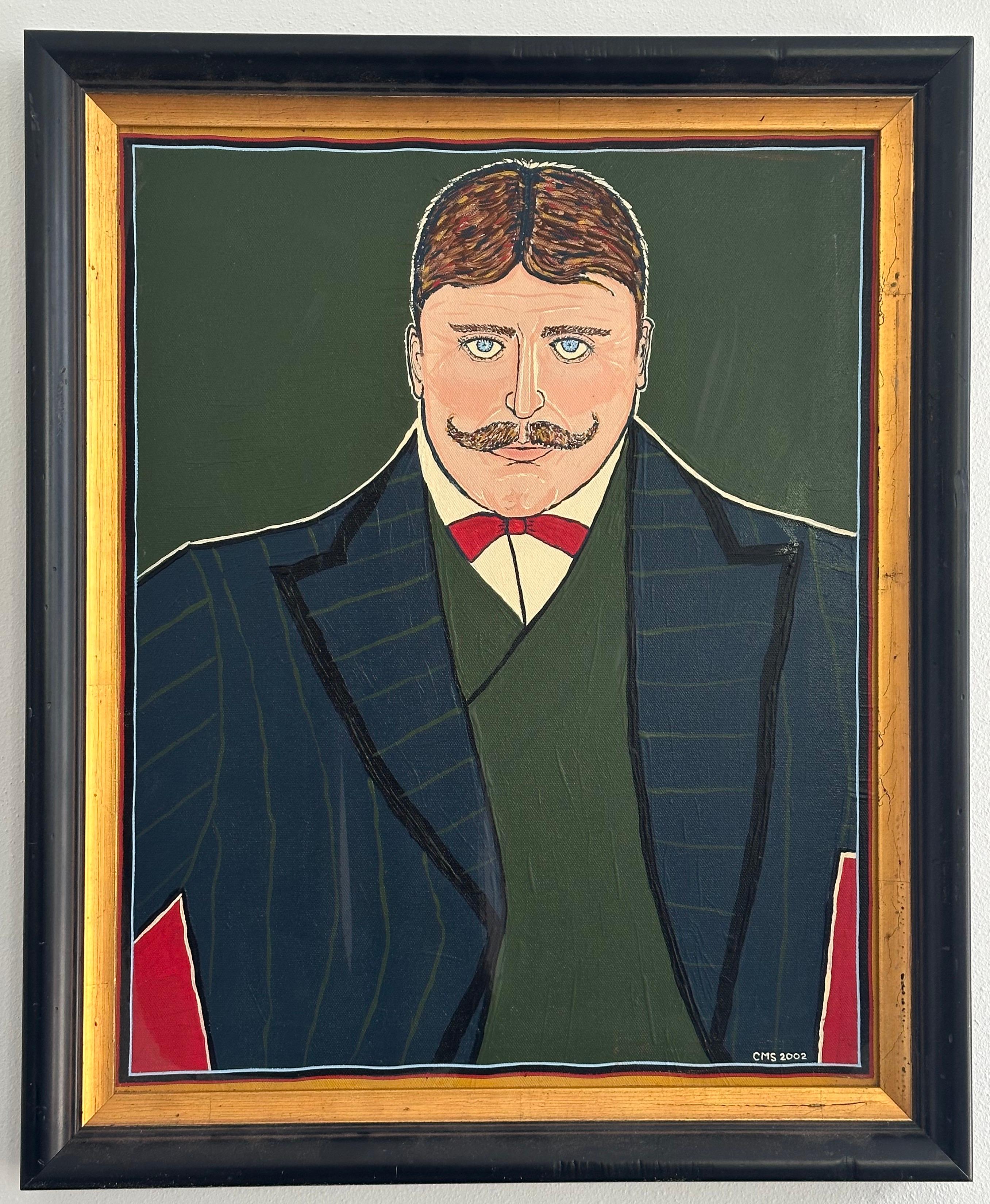 Portrait Painting di Unknown - Ritratto di un dandy edoardiano (uomo)