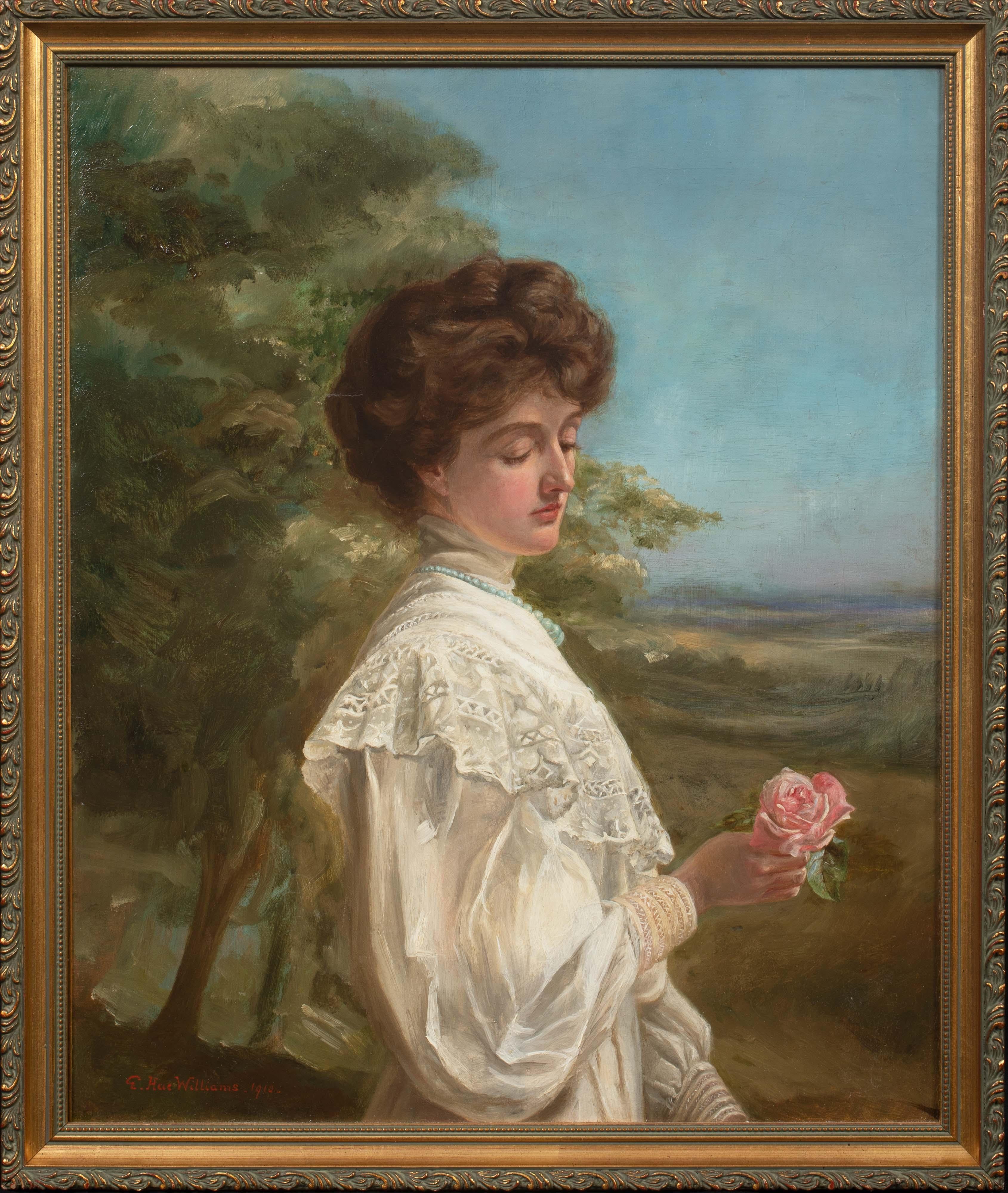 Portrait Of An Edwardian Lady, early 20th Century - Painting by Unknown