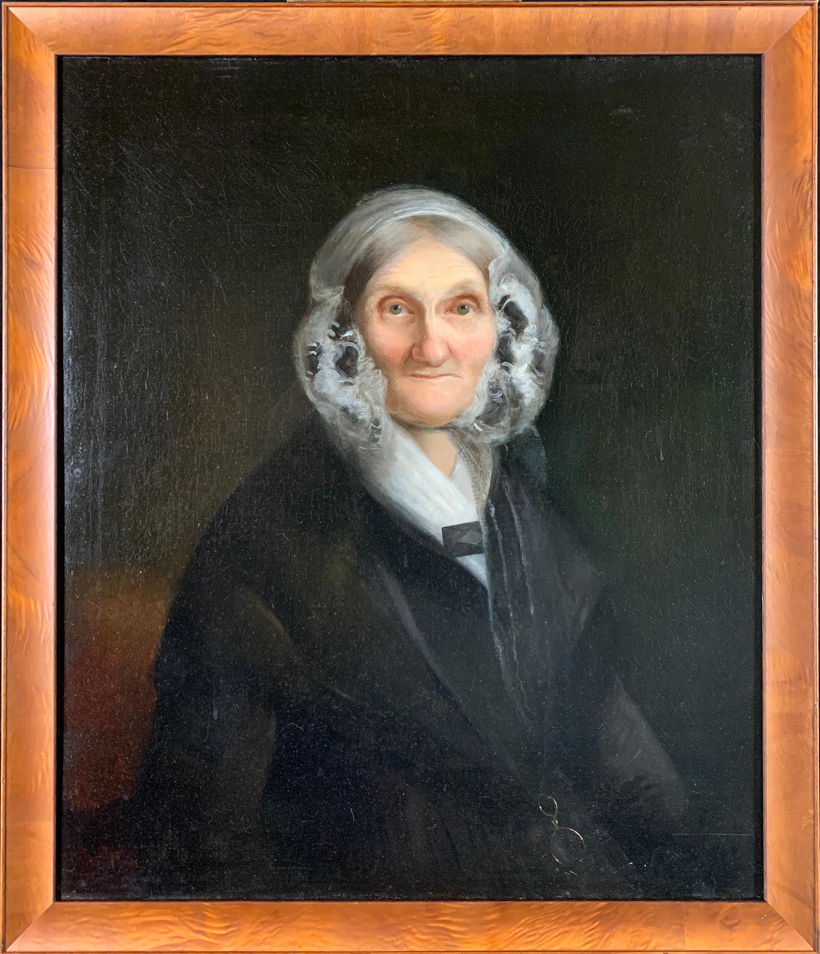 Unknown Portrait Painting - Portrait of an Elderly Lady, Oil on Canvas, 1840's, In Style of Jacob Eichholtz