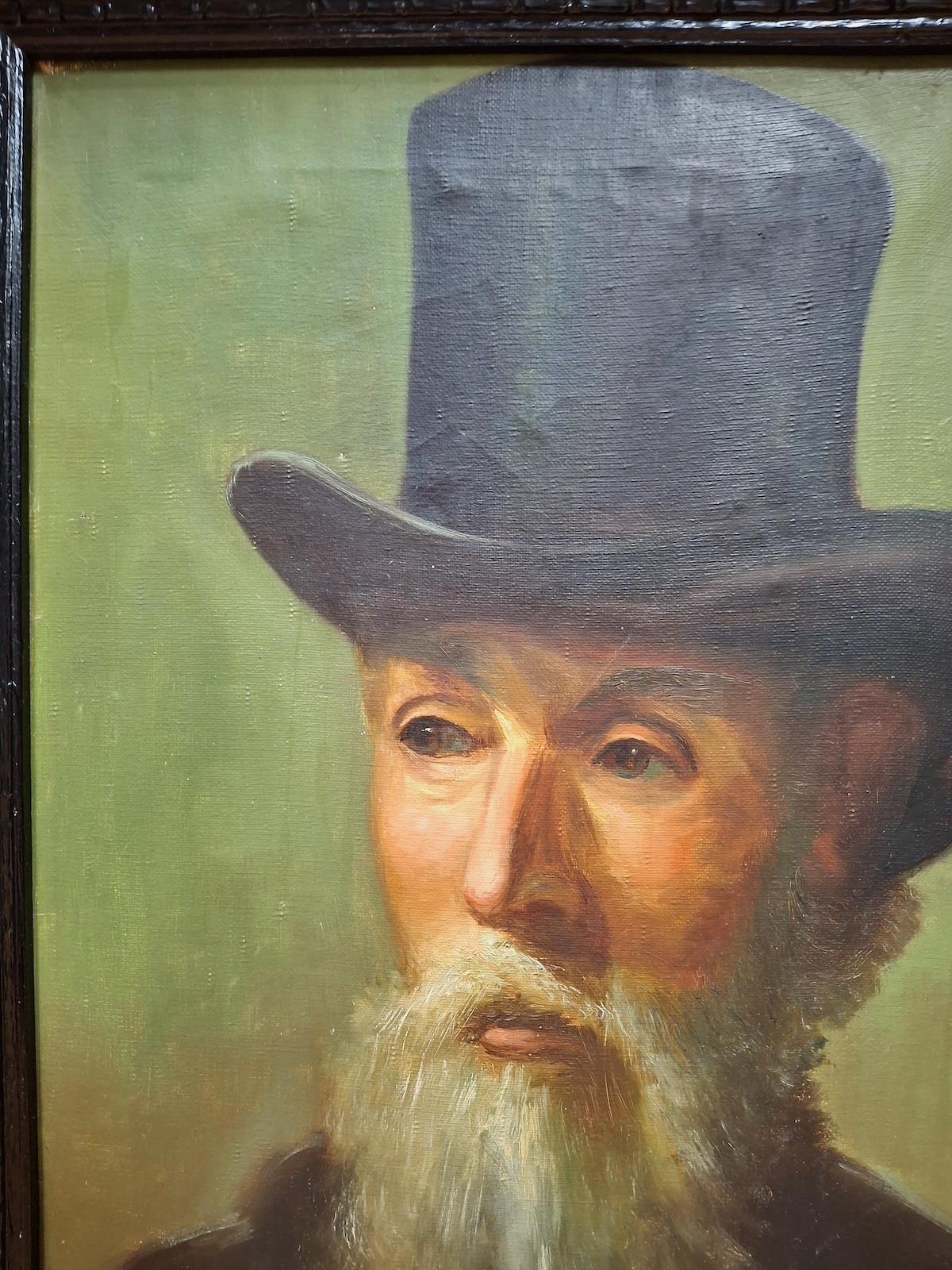 Retrato de un hombre elegante con sombrero de copa de H. de Vlaminck - Painting de Unknown