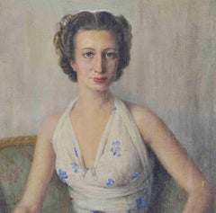 Portrait of an Elegant Young Woman Seated in... - Oil Paint - 1945