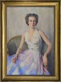 Portrait of an Elegant Young Woman Seated in... - Oil Paint - 1945