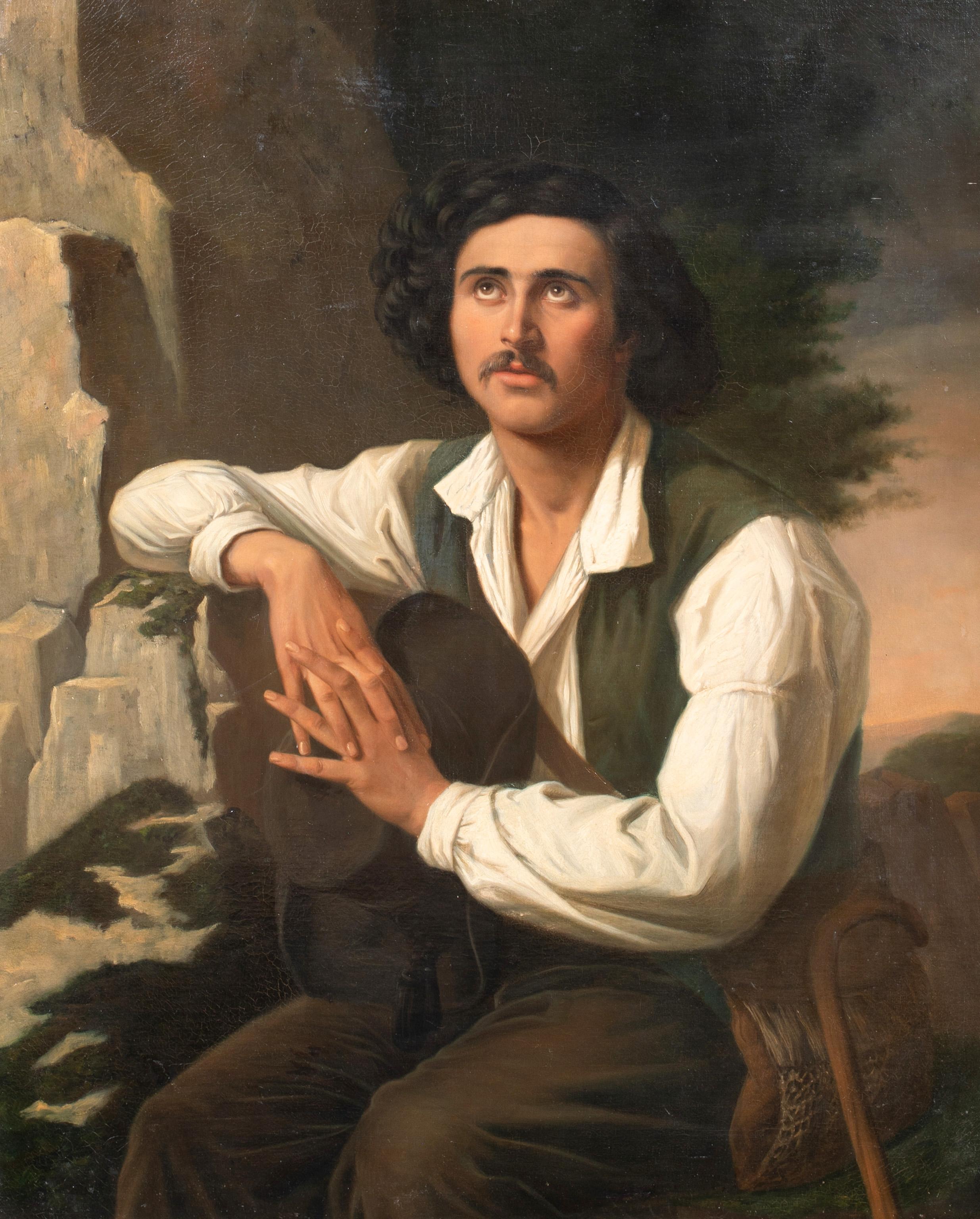 Portrait Of An Gentleman In The Mountains, 19th Century - Painting by Unknown