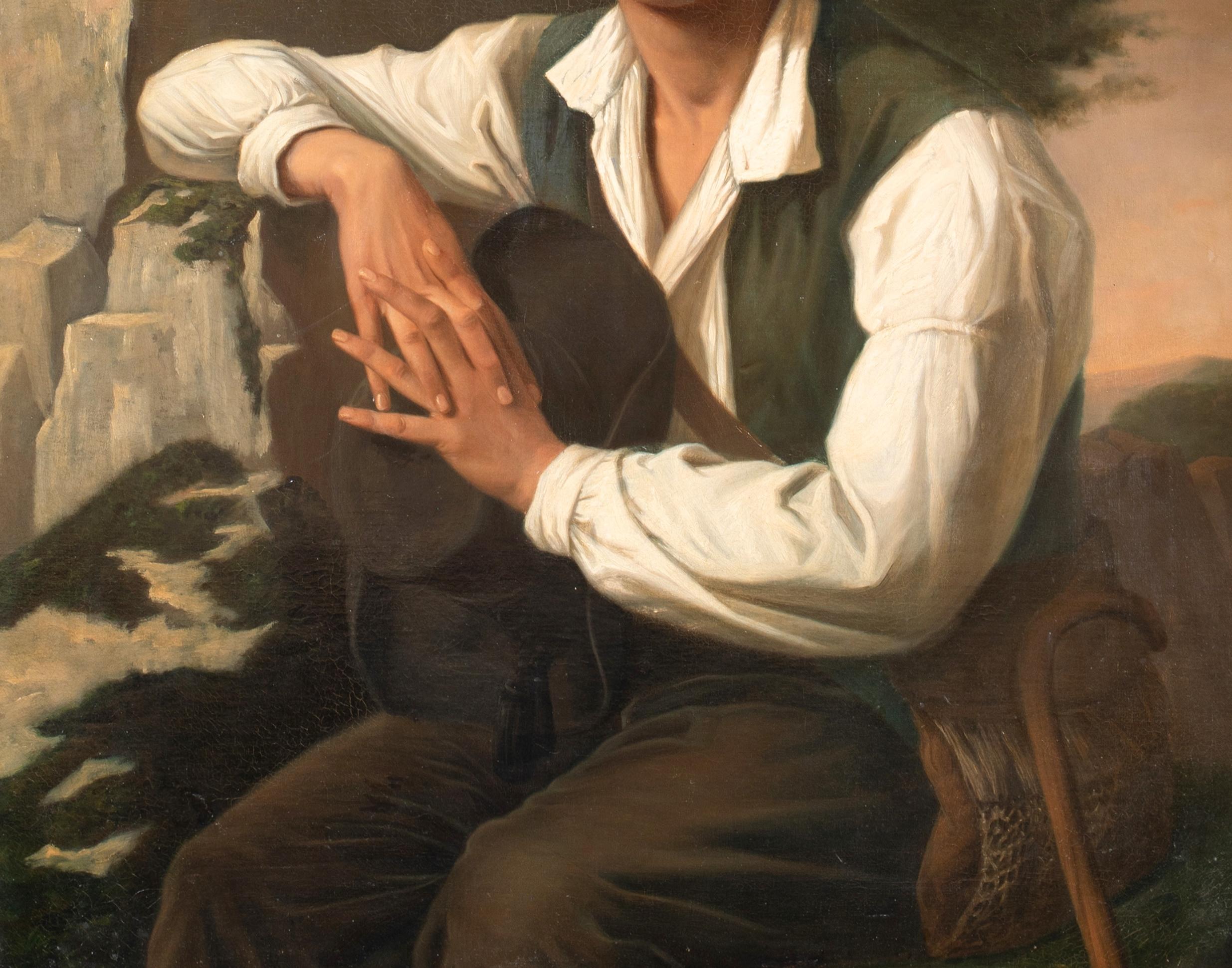 Portrait Of An Gentleman In The Mountains, 19th Century - Brown Portrait Painting by Unknown