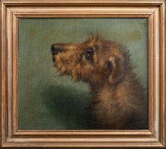 Antique Portrait Of An Irish Terrier, 19th Century  signed top right "EMMS"  Circa 1900 