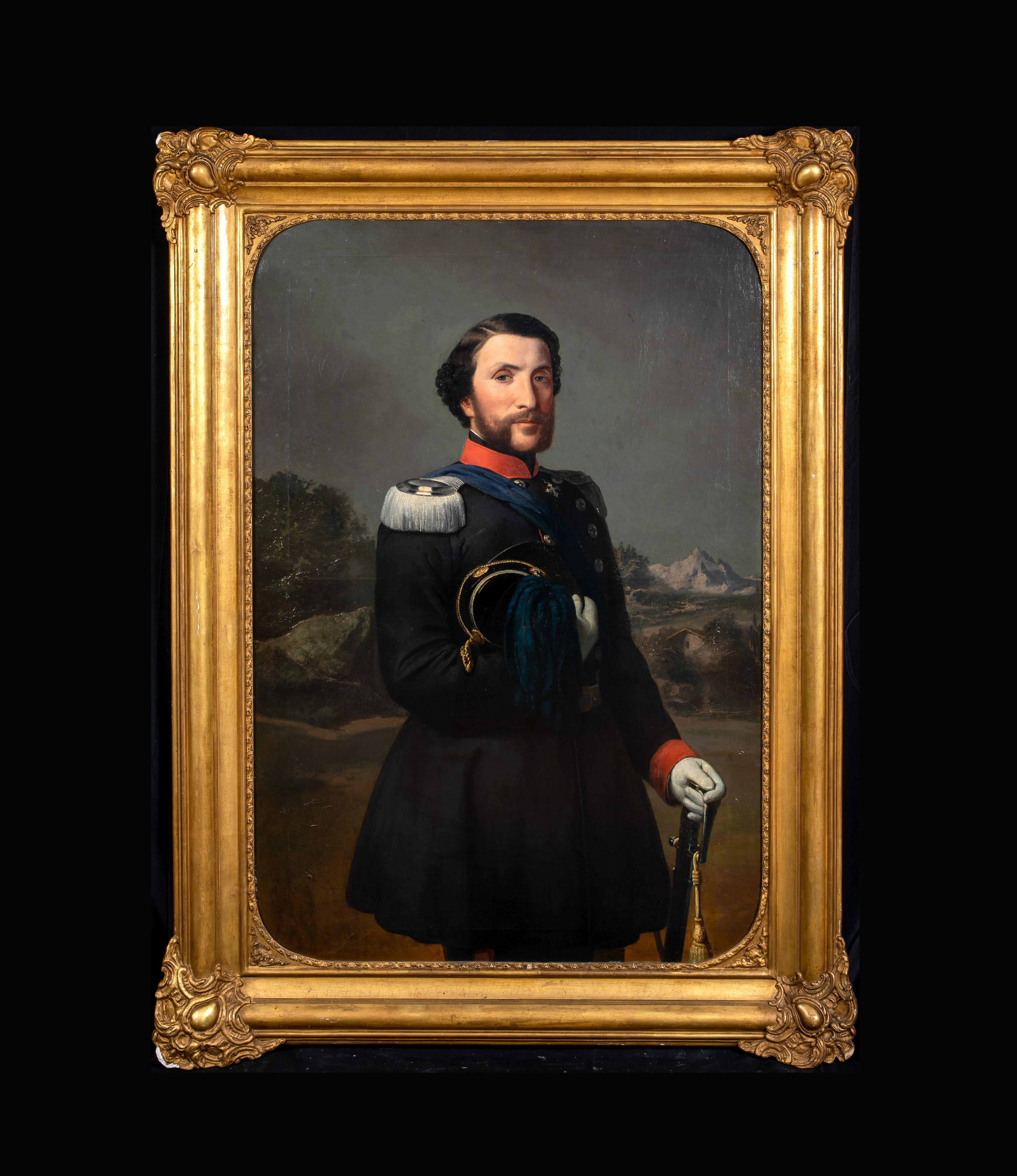 Portrait Of An Officer Wearing The Order of Saints Maurice and Lazarus, 1860 - Painting by Unknown
