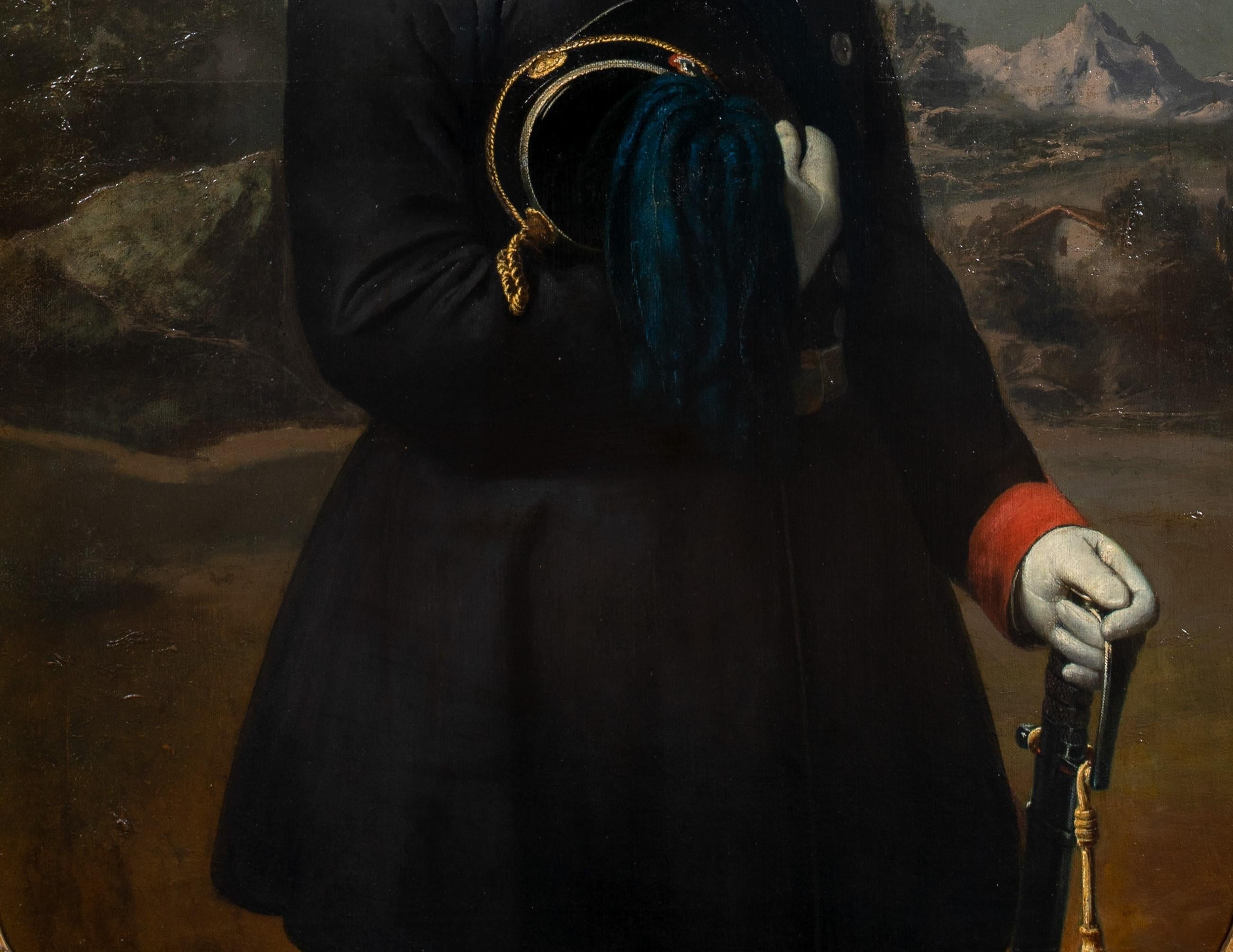 Portrait Of An Officer Wearing The Order of Saints Maurice and Lazarus, 1860 - Black Portrait Painting by Unknown