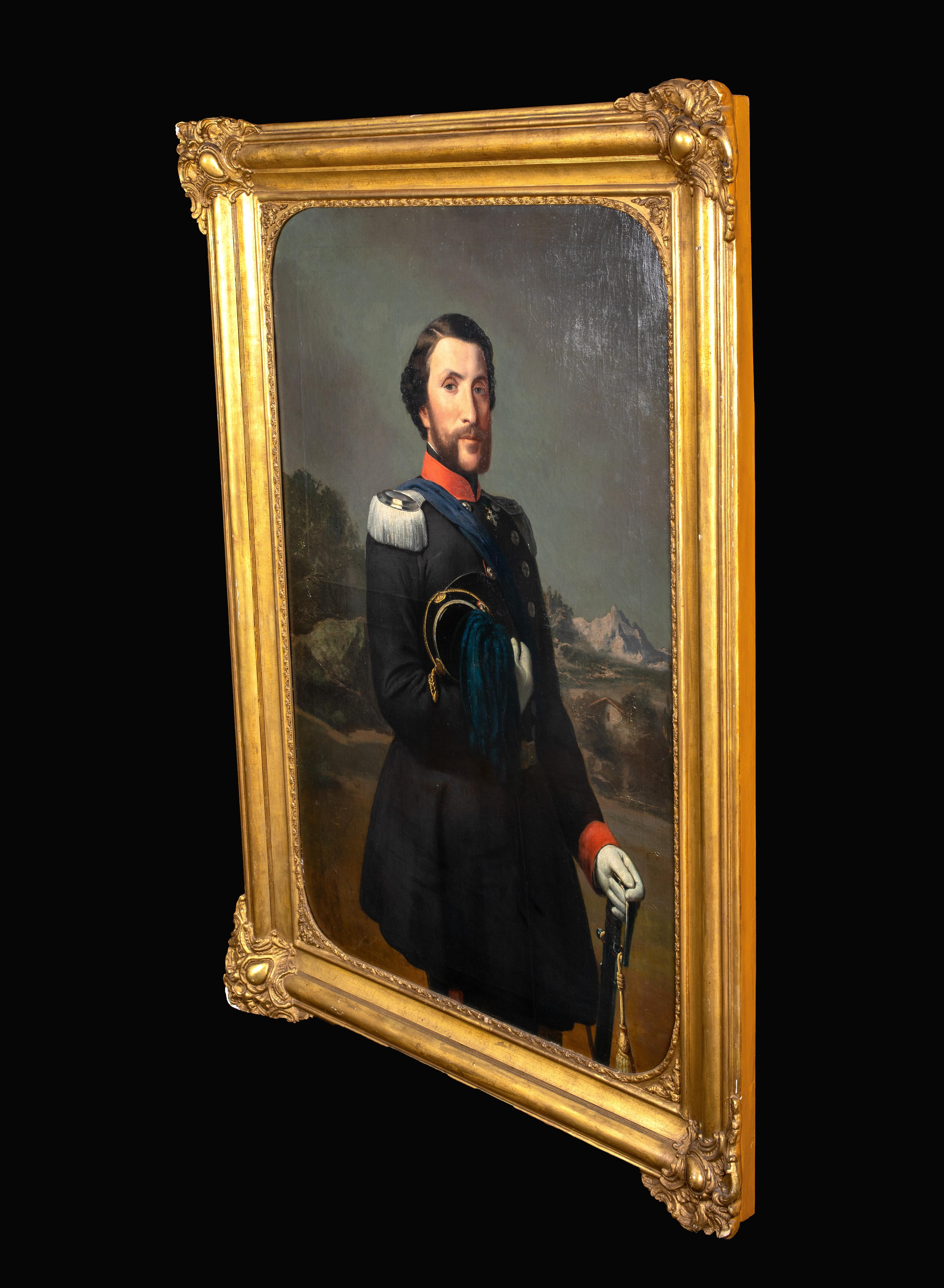 Portrait Of An Officer Wearing The Order of Saints Maurice and Lazarus, 1860 For Sale 2