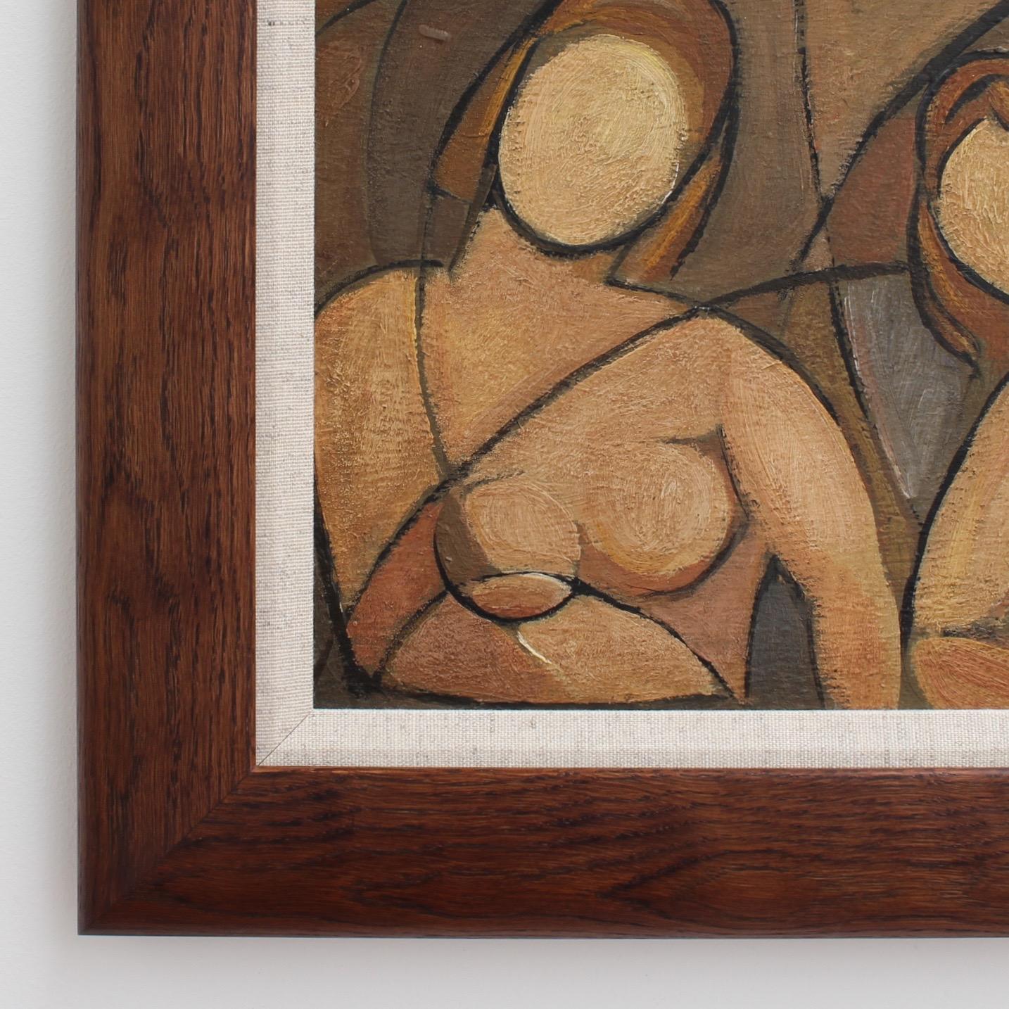 'Portrait of Mysterious Women', Mid-century Modern Cubist Oil Painting, Berlin 4