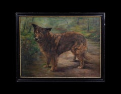 Portrait de "Bibi", chien de berger français, daté de 1922 par Gabrielle Lauren-Janssens