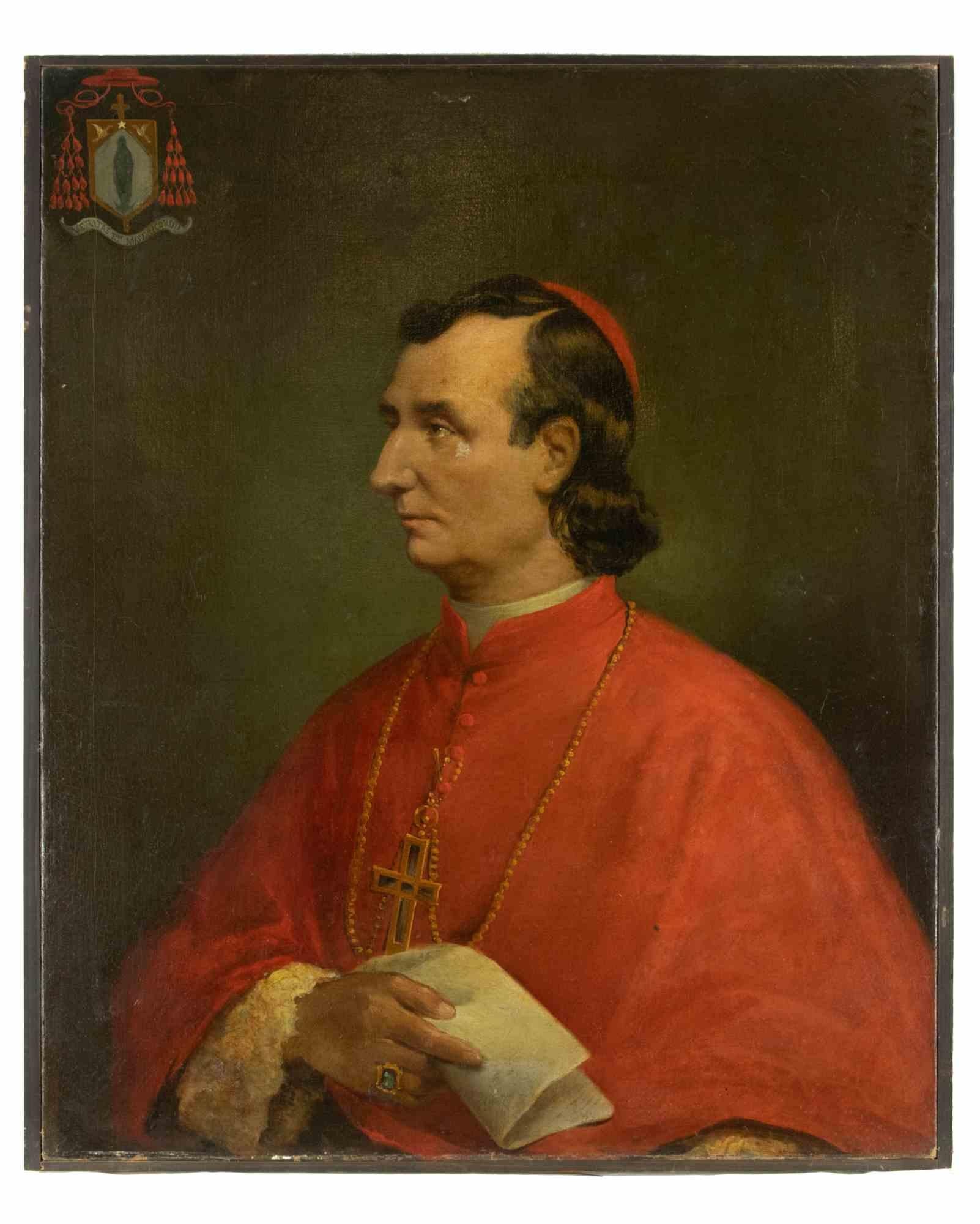Portrait Painting di Unknown - Ritratto del vescovo Gaspard Mermillod - Pittura a olio - XIX secolo