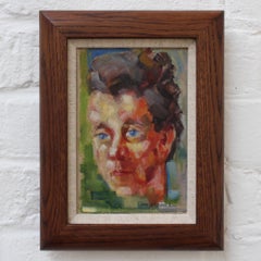 'Retrato de mujer de ojos azules' Escuela Francesa (hacia 1960)