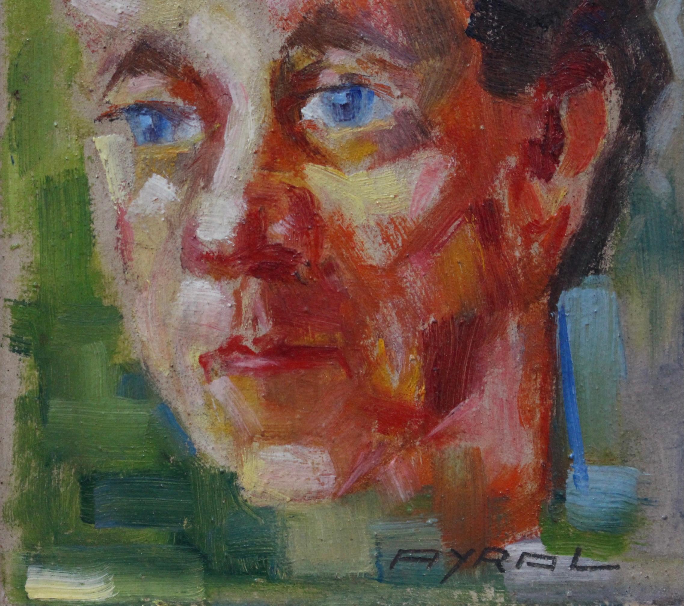 'Portrait of Blue-Eyed Woman' French School (circa 1960s) For Sale 2