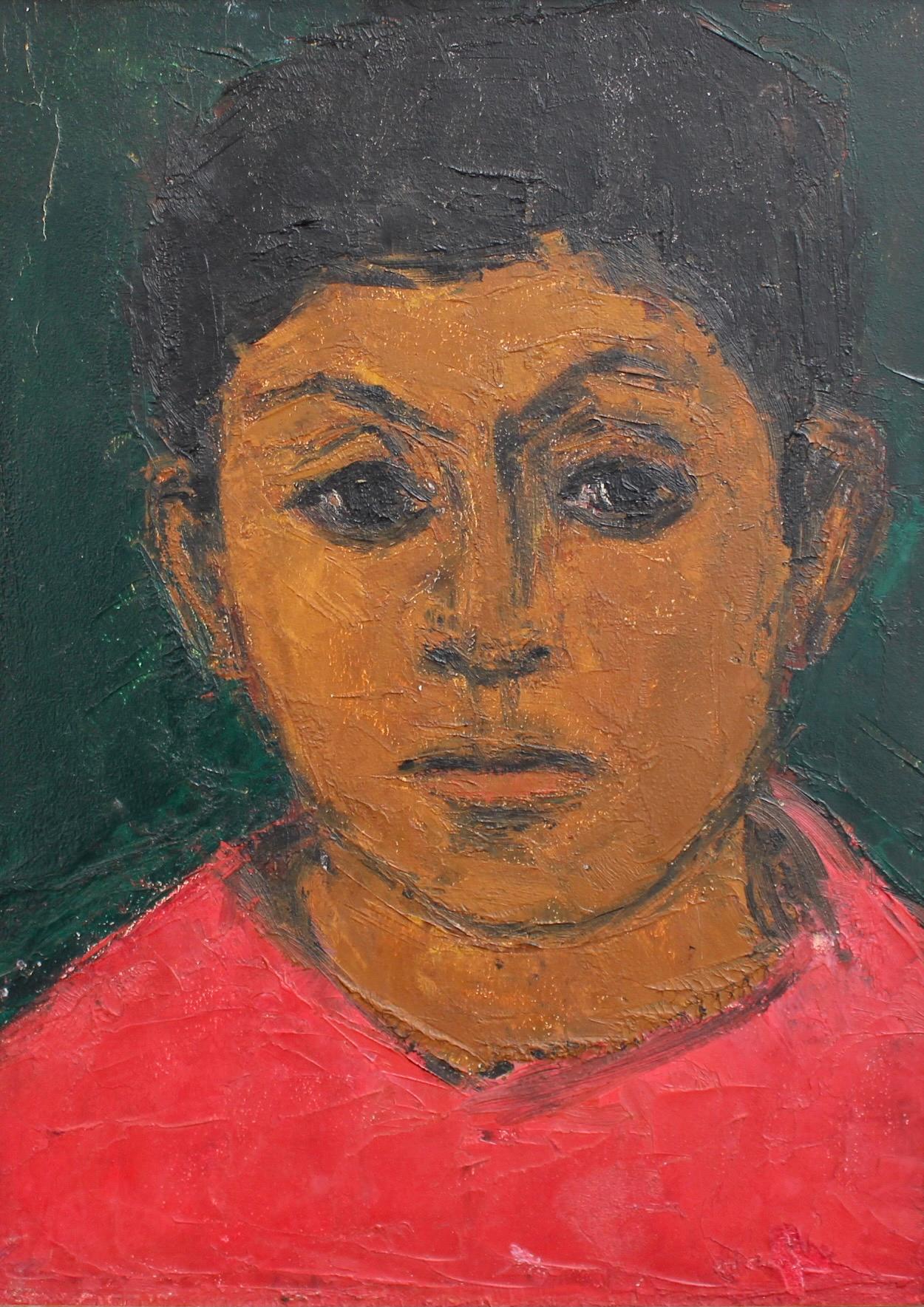 Unknown Portrait Painting - Portrait of Boy in Red