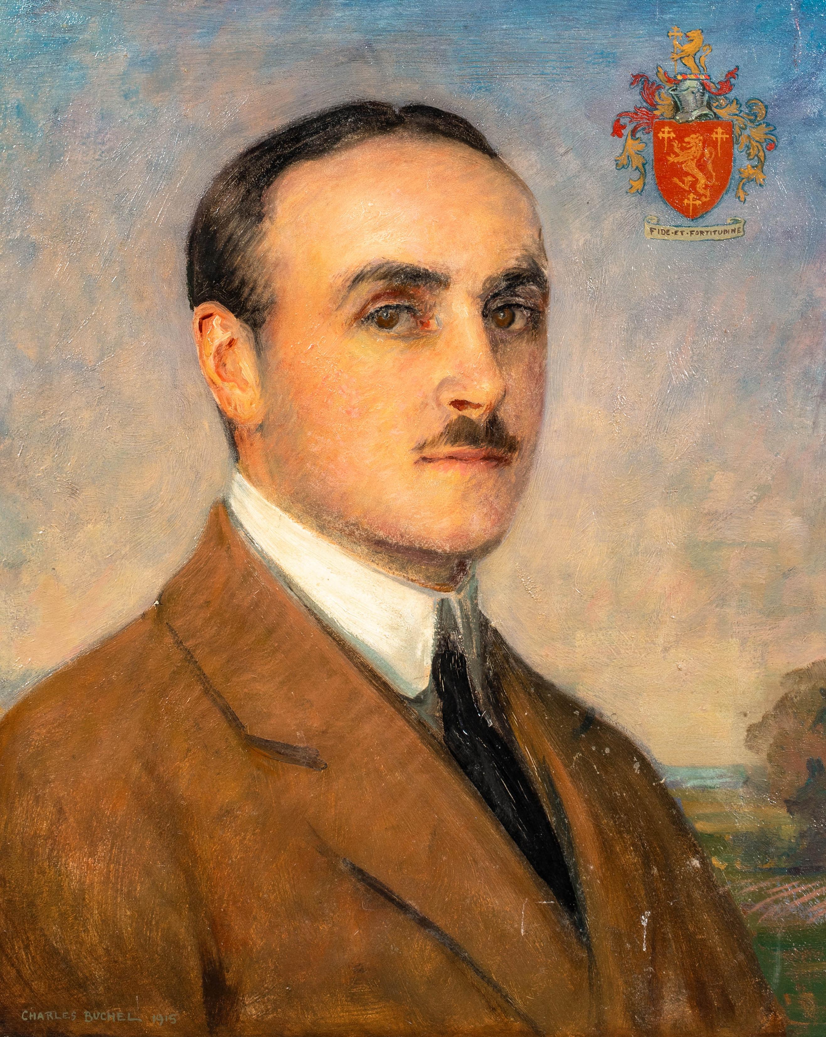 Porträt von Kapitän Arthur George Coningsby Capell, datiert 1915   (Braun), Landscape Painting, von Unknown