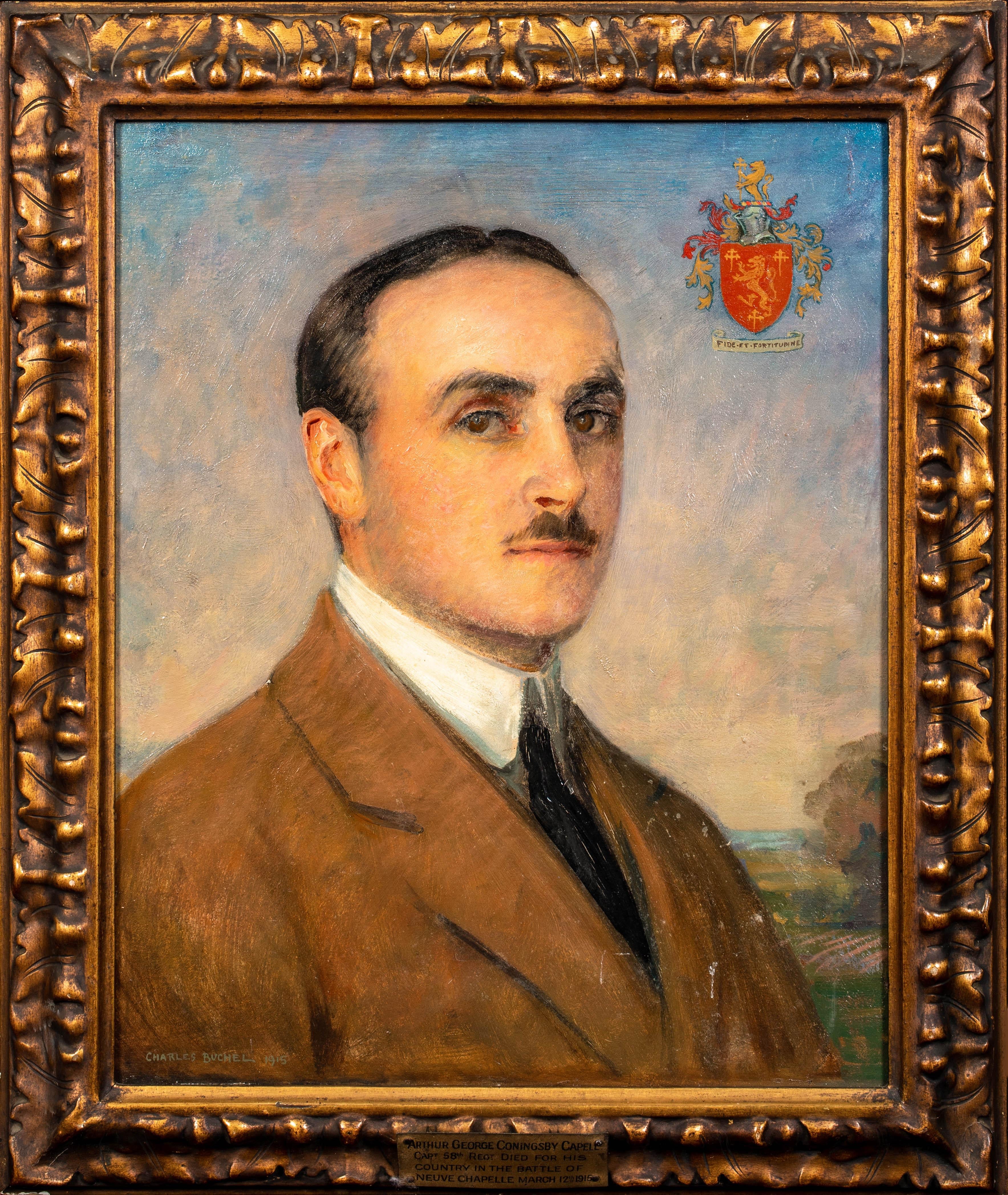 Unknown Landscape Painting - Portrait Of Captain Arthur George Coningsby Capell, dated 1915  