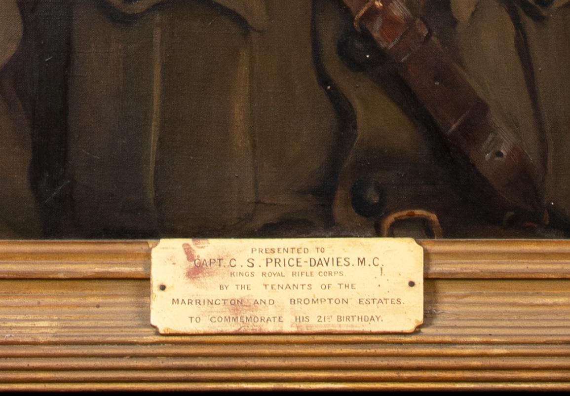 Porträt von Hauptmann Charles Stafford Price-Davies M. C. (1892-1959), King's Royal Rifle Corps, datiert 1920

von Rose Dempster Bonnor (Walisisch, 1875-1967)

Großes Porträt von Captain Charles Stafford Price-Davies, King's Royal Rifle Corps, 1920,