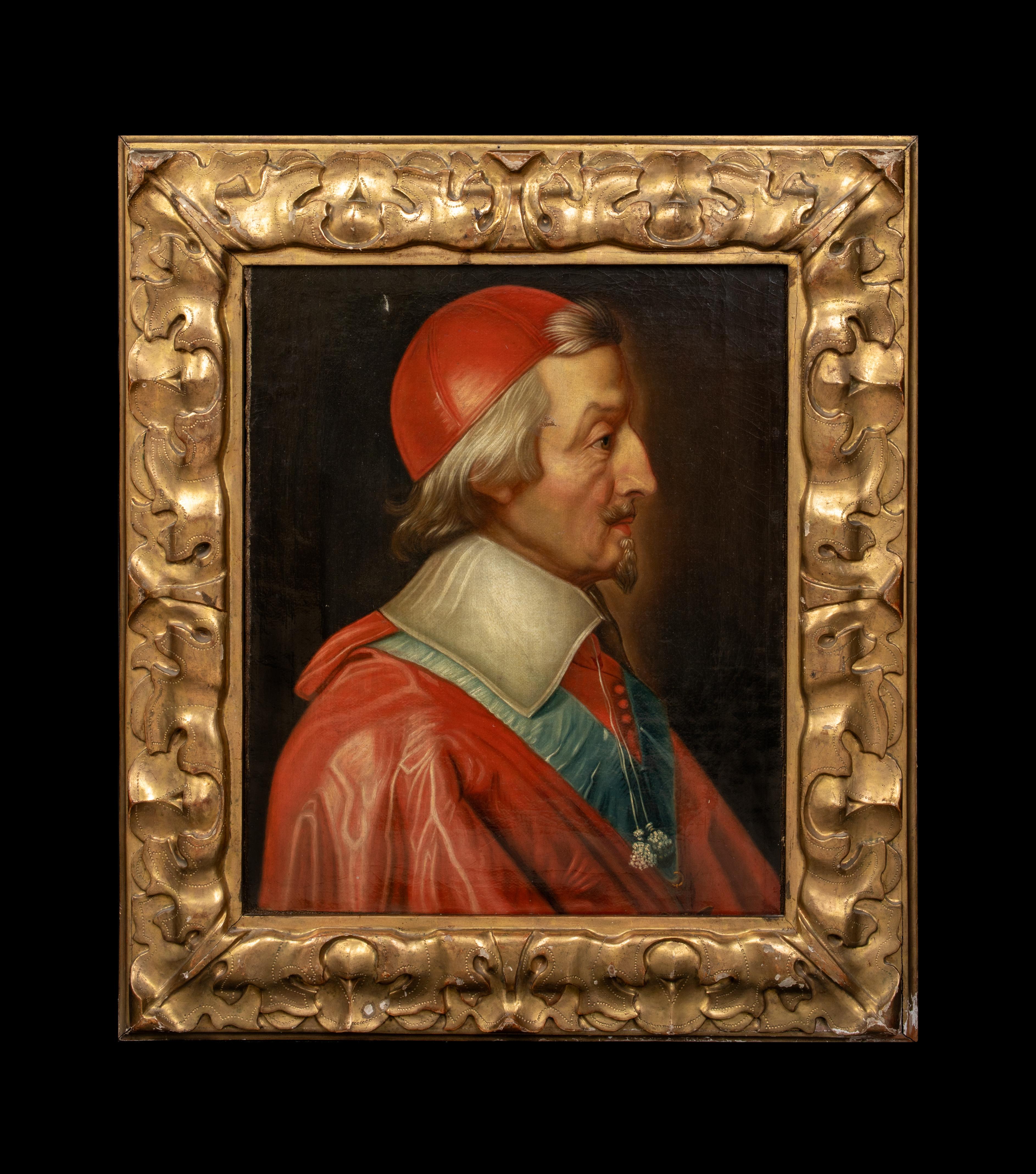 Portrait du Cardinal Richelieu (Armand Jean Duplessis de Richelieu) 17ème siècle - Painting de Unknown