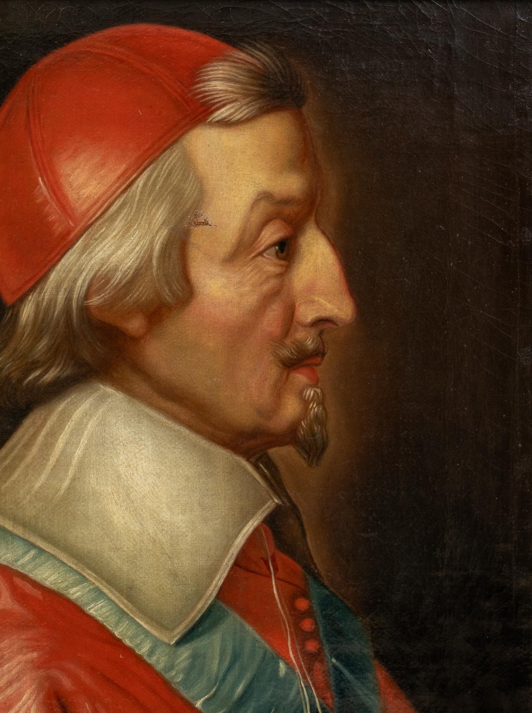 Portrait of Cardinal Richelieu (Armand Jean Duplessis de Richelieu) 17th Century For Sale 4