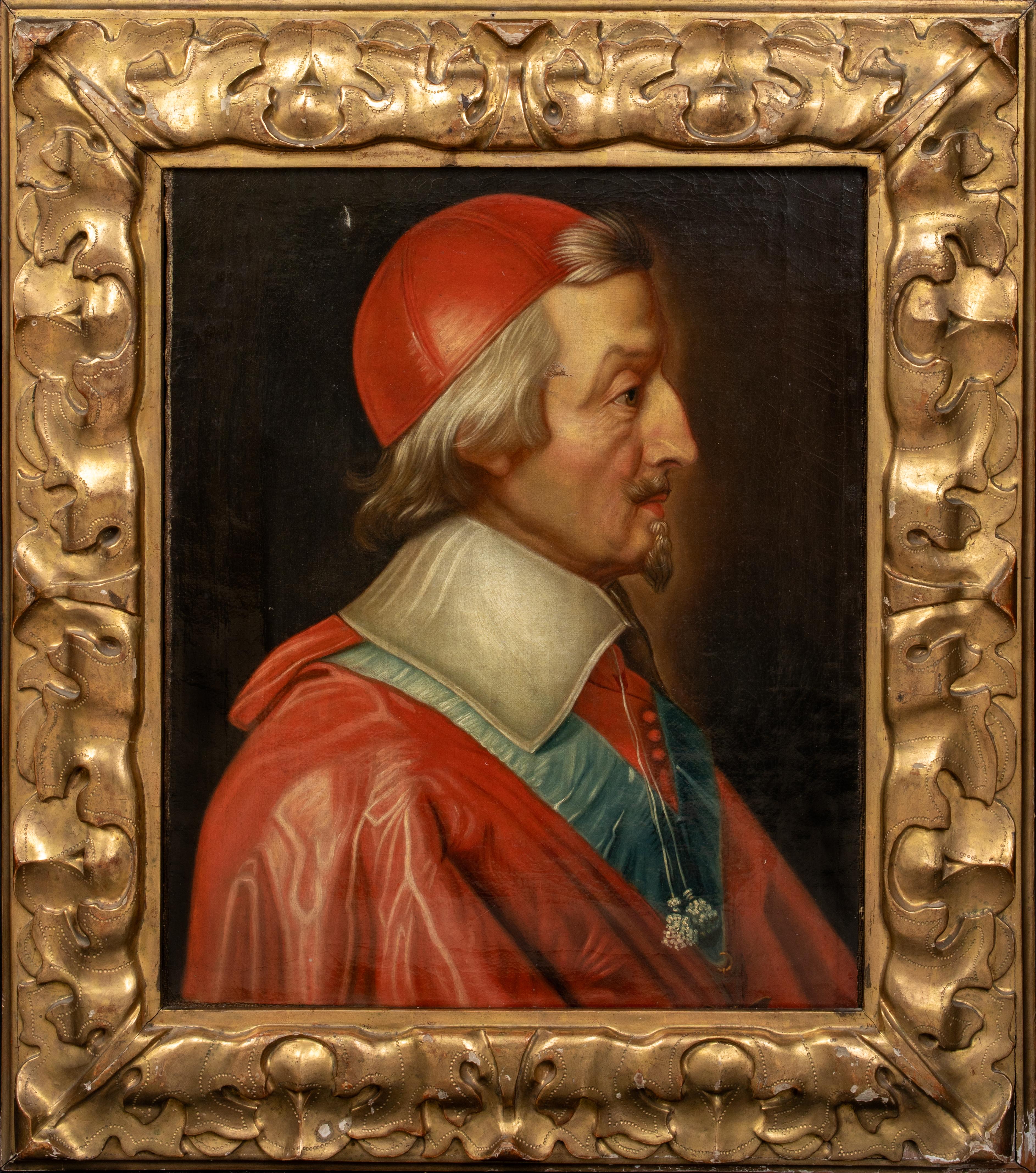 Unknown Portrait Painting - Portrait of Cardinal Richelieu (Armand Jean Duplessis de Richelieu) 17th Century