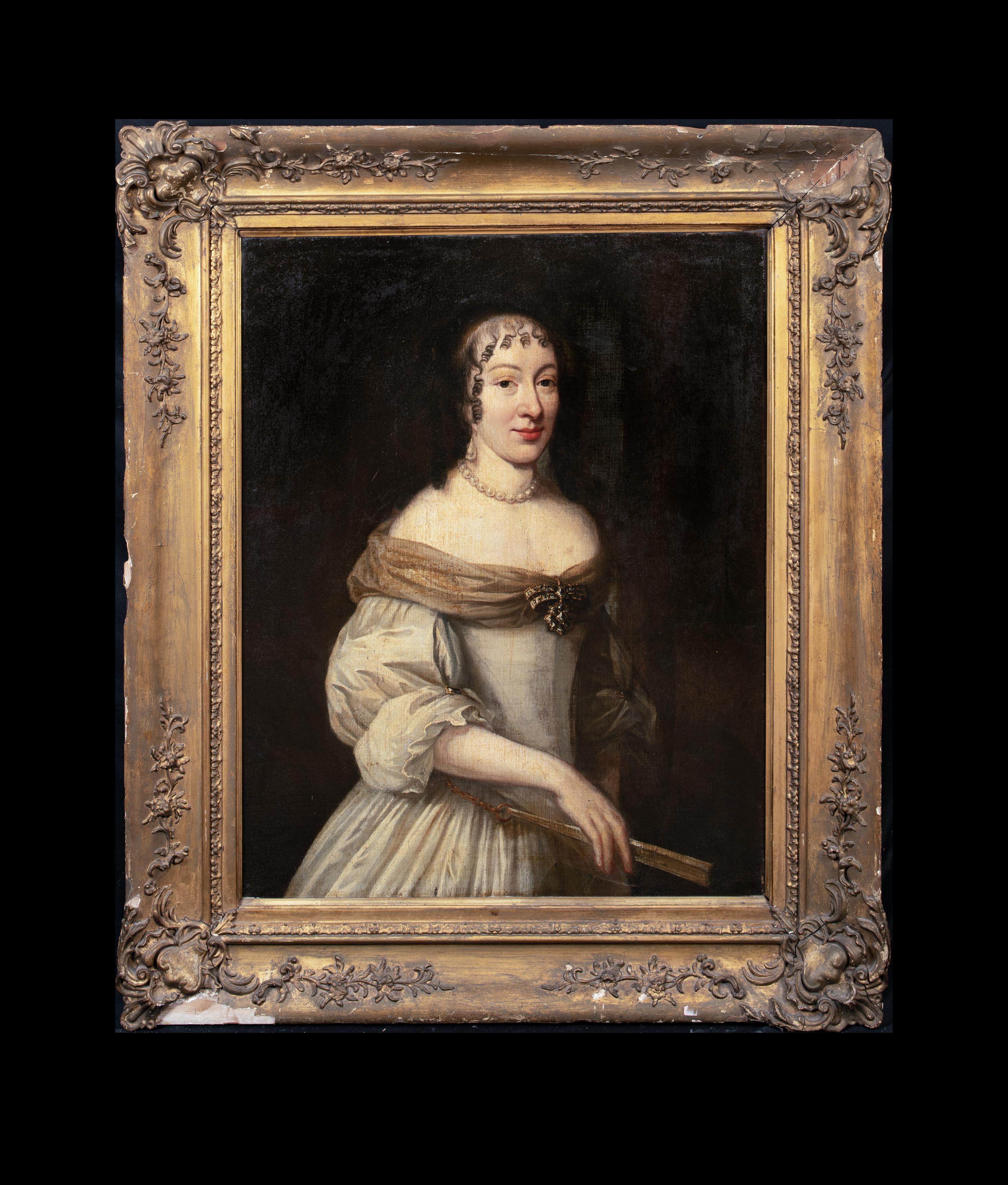 Portrait Of Carlota de Hesse-Kassel, 17th Century

Dutch School

Large 17th Century Dutch old Master portrait of Carlota de Hesse-Kassel. Excellent quality and condition three quarter length portrait of the lady holding a fan wearing pearls and an