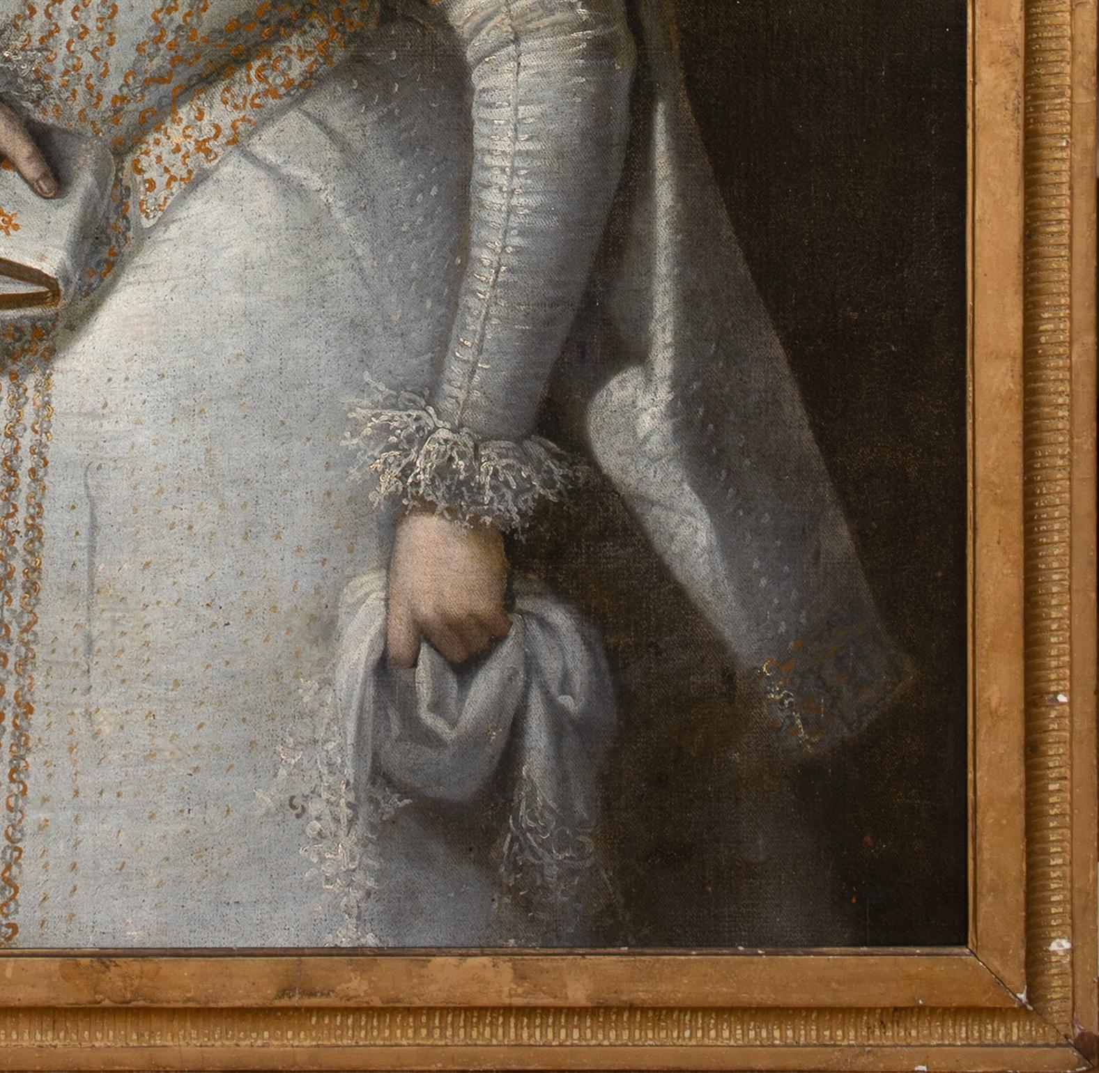 Ritratto di Catherine De Mayenne, duchessa di Mantova e Montferrat (1585-1618), XVI secolo

bottega di Juan PANTOJA DE LA CRUZ (1553-1608)

Grande ritratto di Catherine De Mayenne del 1600 circa, olio su tela. Ritratto di tre quarti di lunghezza di