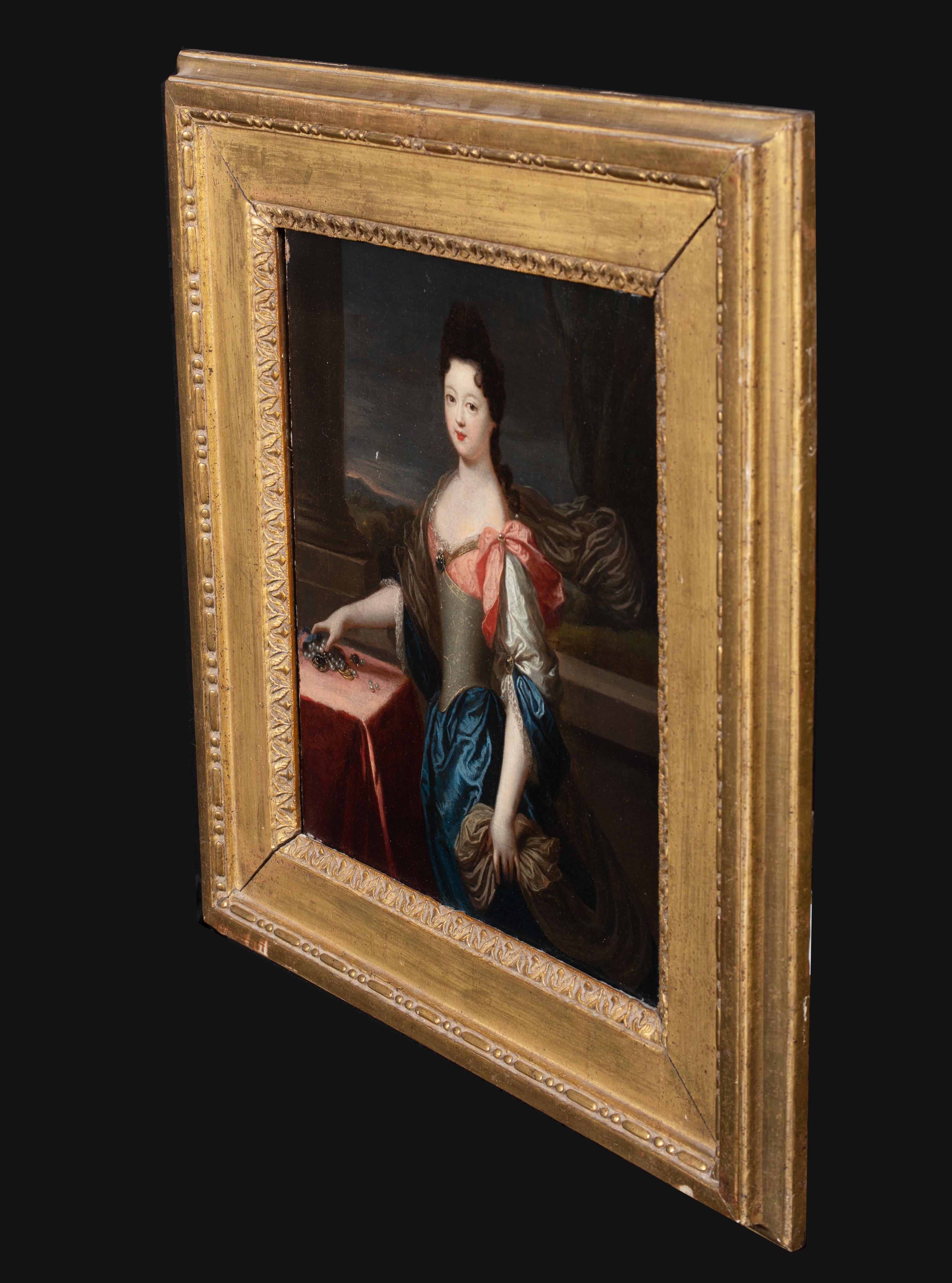 Portrait Of Charlotte Aglae d'Orleans (1700-1761) Duchess of Modene

Circle of Pierre Gobert (1662-1744)

Large 18th Century portrait of a young Chalotte d'Orleans, Duchess of Modene, oil on canvas. Excellent quality and condition circa 1720