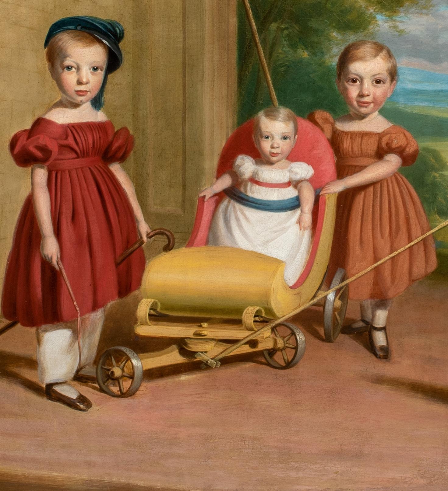 Portrait Of Children Playing, 19th Century American School 1