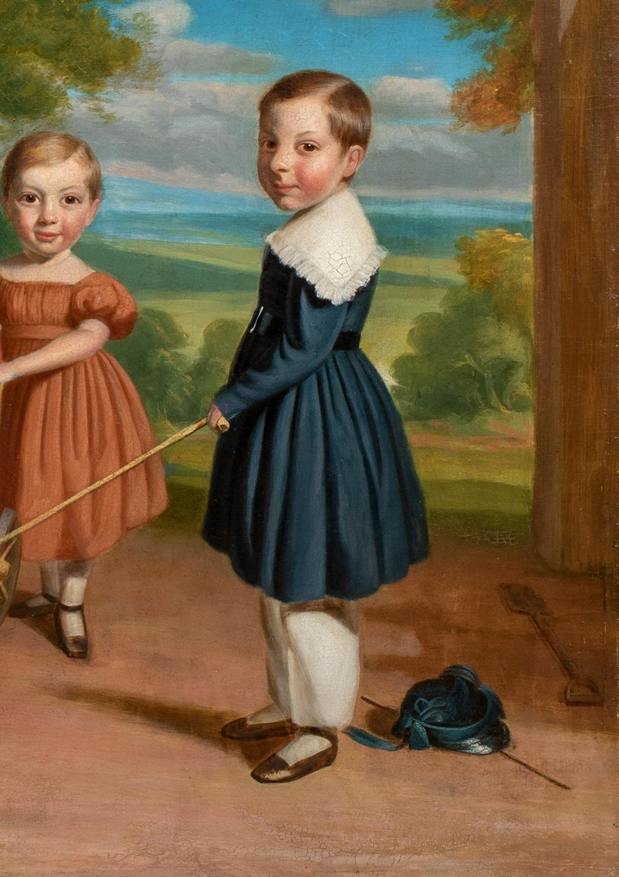 Portrait Of Children Playing, 19th Century American School 2