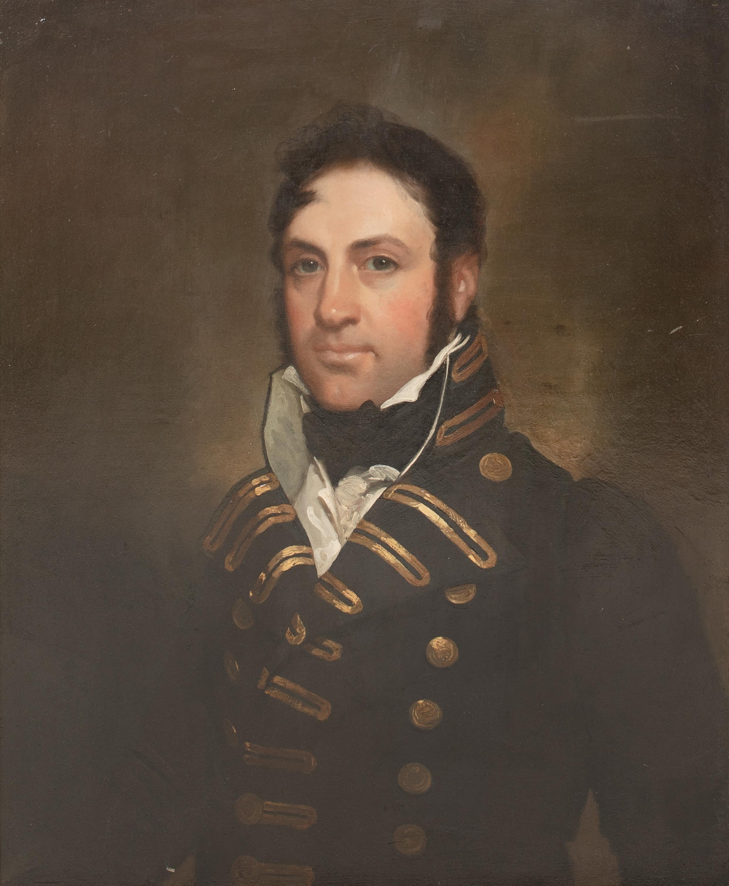 Retrato del comodoro Oliver Hazard Perry (1785-1819), Marina estadounidense, Siglo XIX - Portrait Painting Negro de Unknown