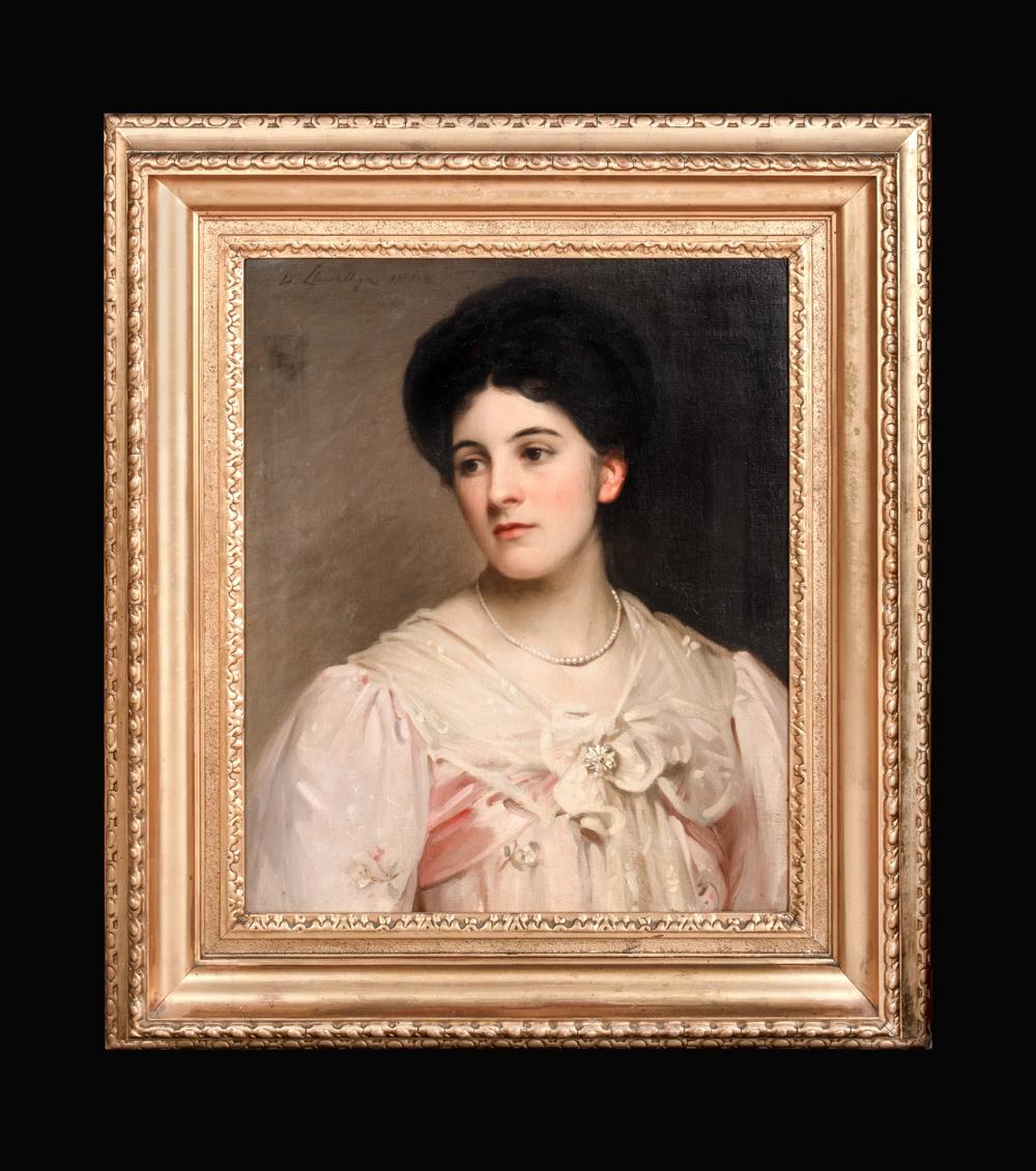 Portrait Of Constance Luckock, dated 1907  by Sir Samuel Henry William Llewellyn - Painting by Unknown
