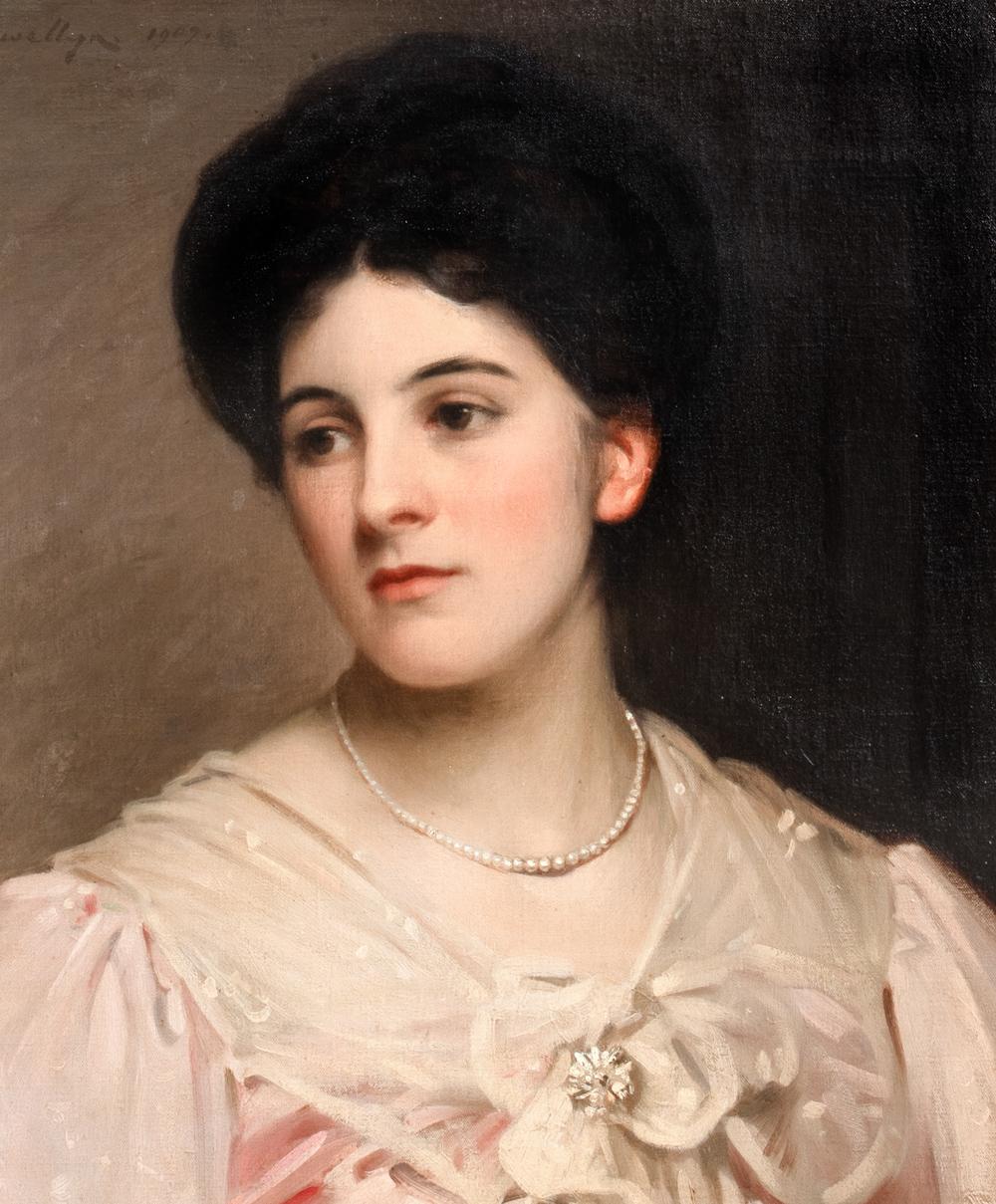 Portrait Of Constance Luckock, dated 1907  by Sir Samuel Henry William Llewellyn For Sale 4