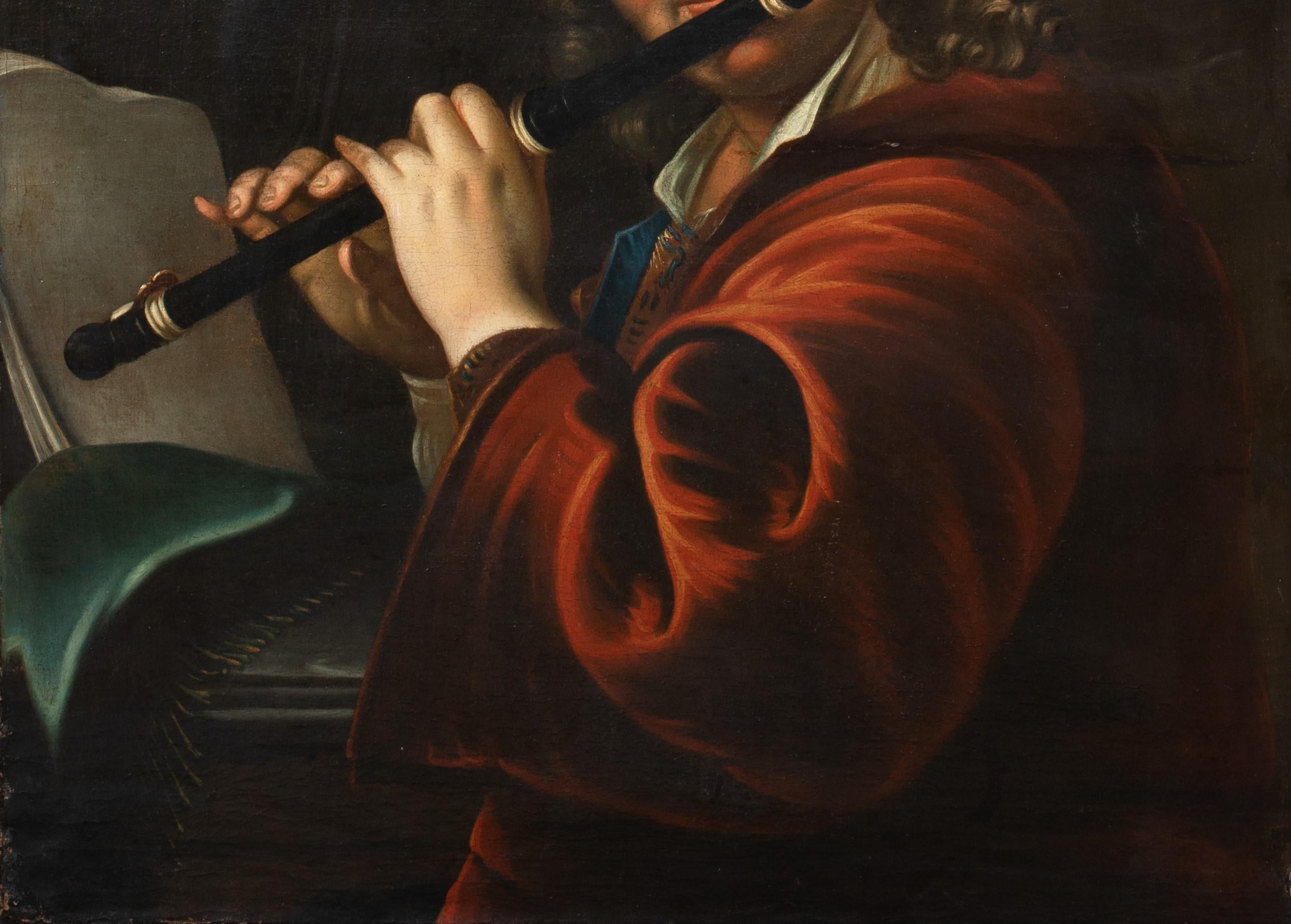PORTRAIT OF COURT MUSICIAN JOSEF LEMBERGER (1667-1740)  Hungarian School   - Black Portrait Painting by Unknown