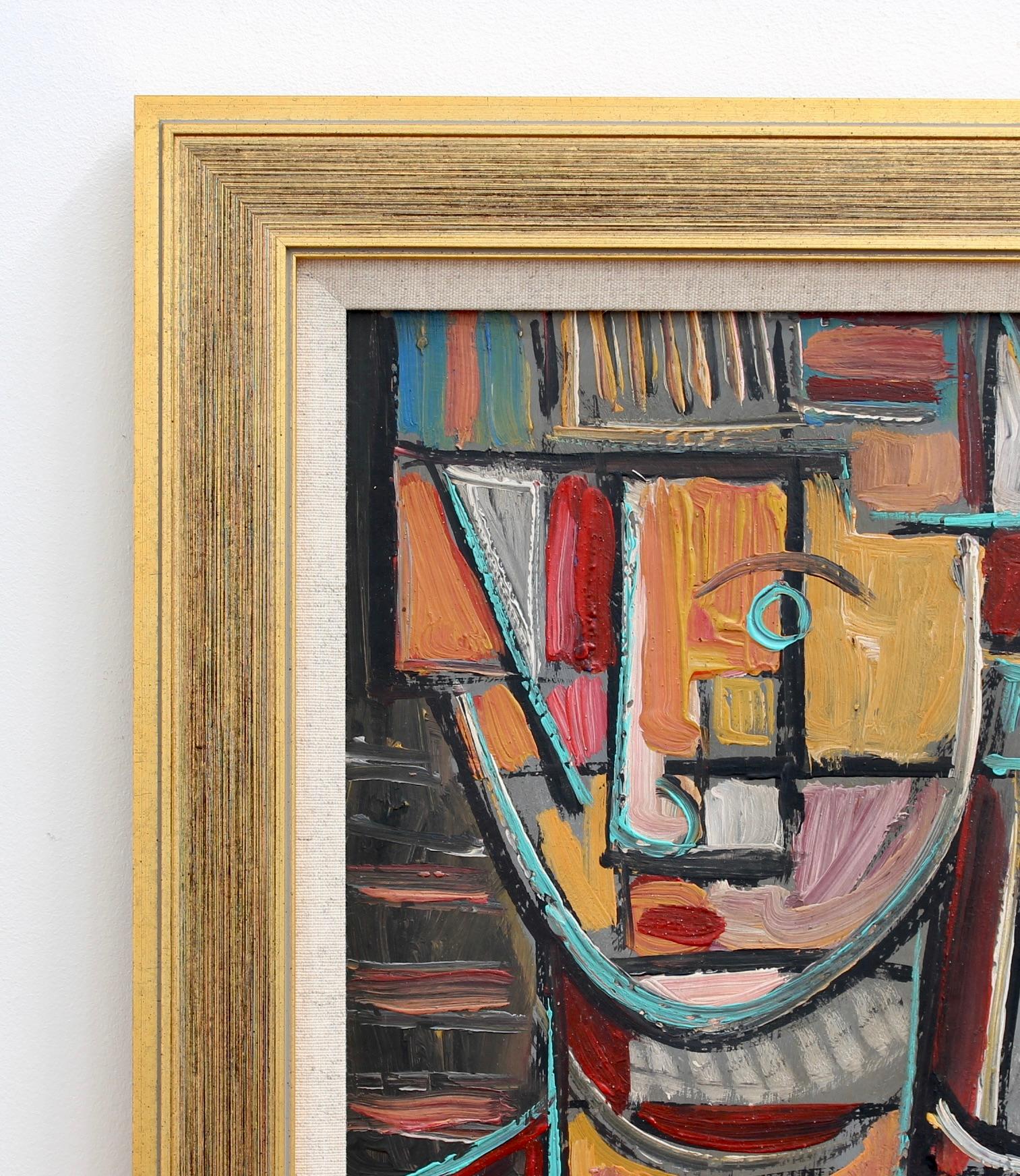 'Portrait of Cubist Man', Berlin School (circa 1960s) - Abstract Painting by Unknown
