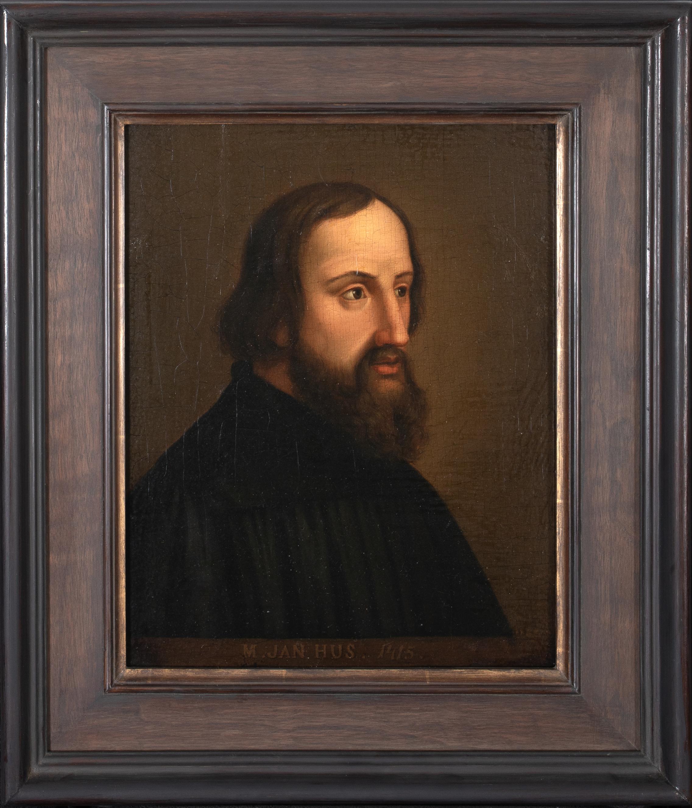 Unknown Portrait Painting – Porträt des tschechoslowakischen Theologen Jan Hus (1370-1415), 17. Jahrhundert  Europa