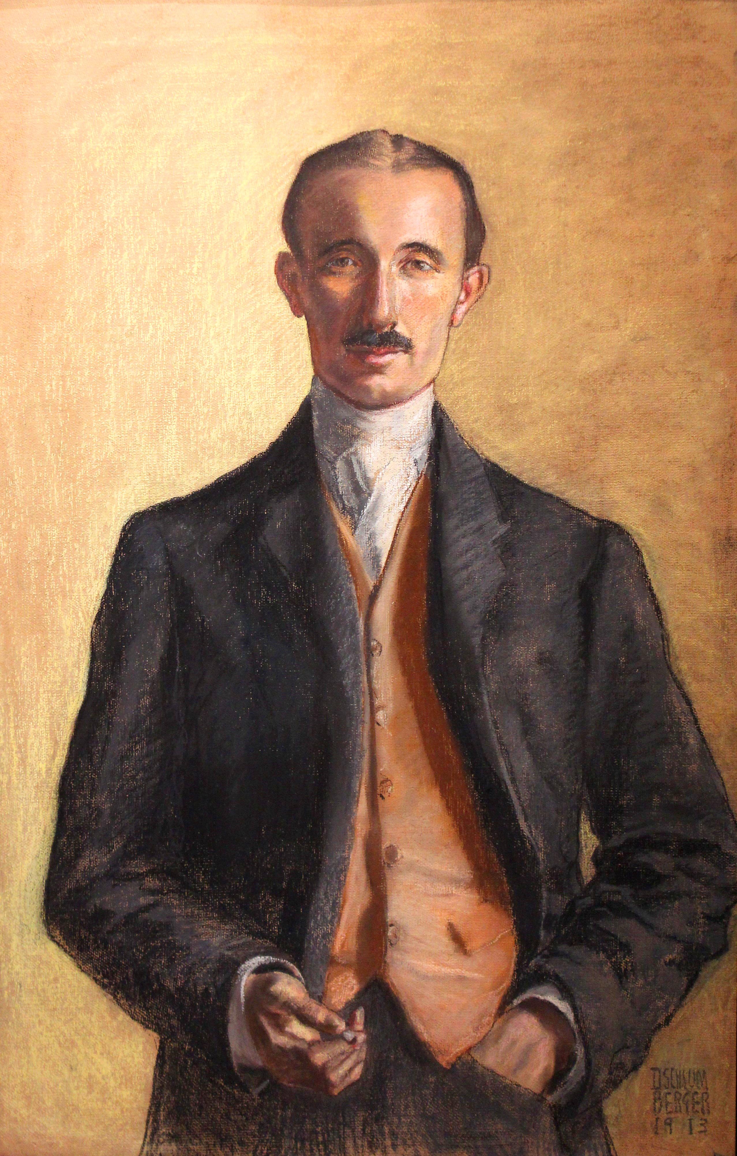 Portrait de Daniel Schlumberger à l'âge de 34 ans - Noir Figurative Painting par Unknown