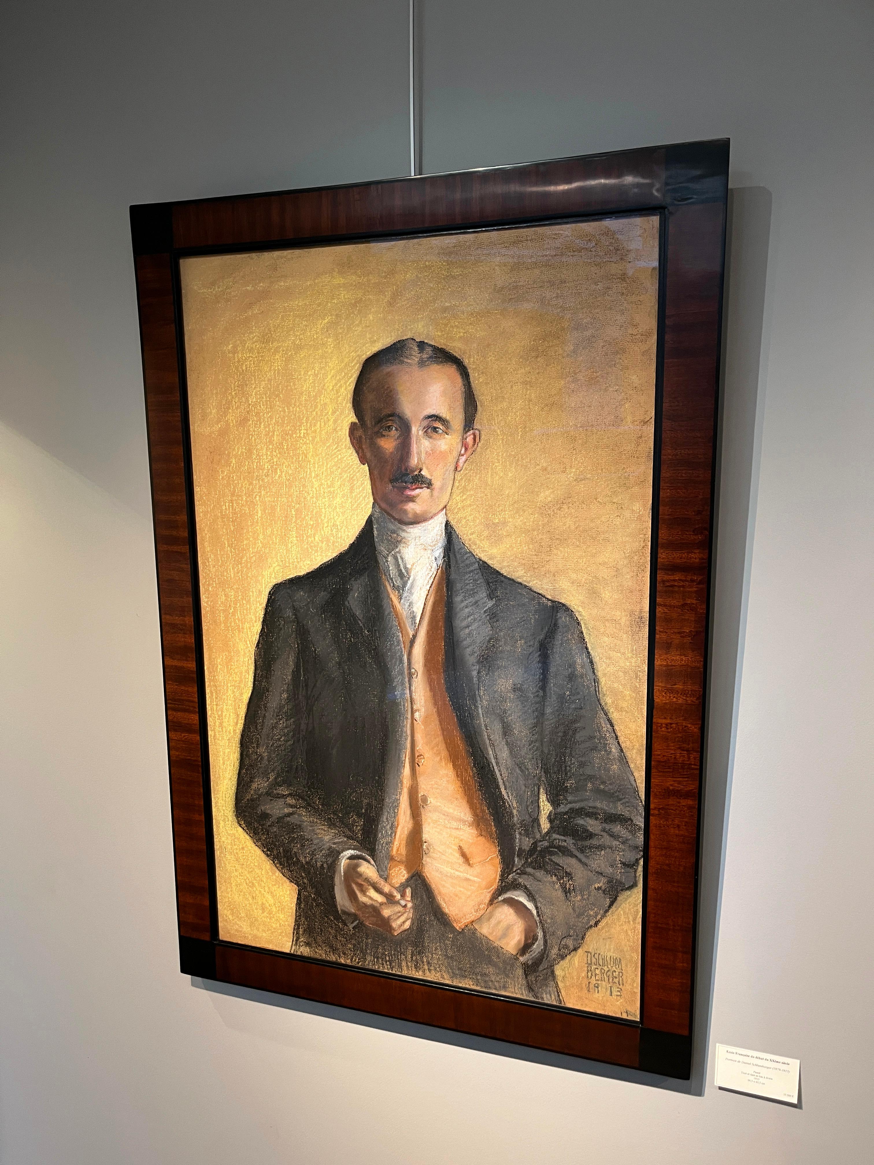 École française du début du XXe siècle
Portrait de Daniel Schlumberger à l'âge de 34 ans
Pastel
H. 99,5 cm ; L. 63,5 cm
Titre et date en bas à droite. Non signé
1913

La famille Schlumberger, de tradition protestante, a été un acteur majeur de