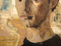 Porträt von D'Un Jeune Peintre Americain, Modernes Ölgemälde auf Karton von Marie Paneth