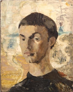 Portrait of D'Un Jeune Peintre Americain, Modern Oil on Board by Marie Paneth