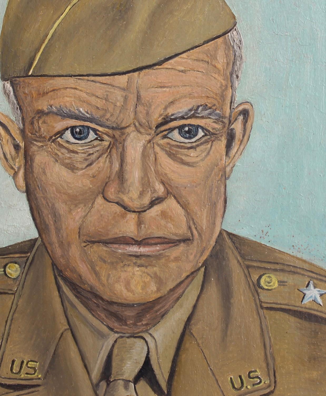 Ritratto di Dwight D. Eisenhower - Scuola francese - Portrait Painting Marrone di Unknown