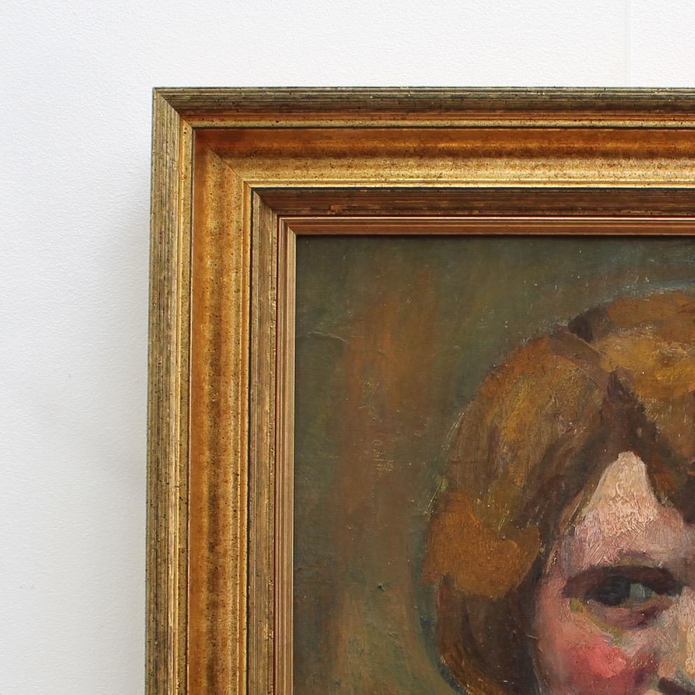 „Porträt einer Earnest-Frau“ eines unbekannten Künstlers:: französisches Ölgemälde:: um 1930 5