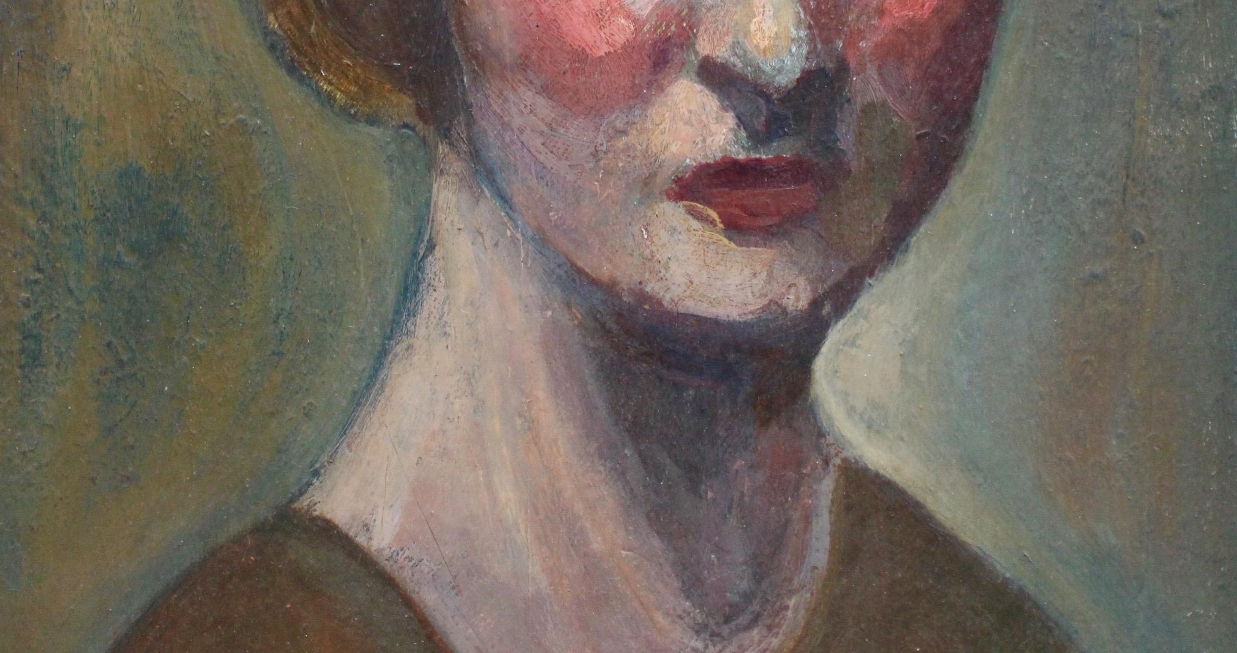 'Portrait of Earnest Woman' by Unknown Artist, French Oil Painting circa 1930s 2