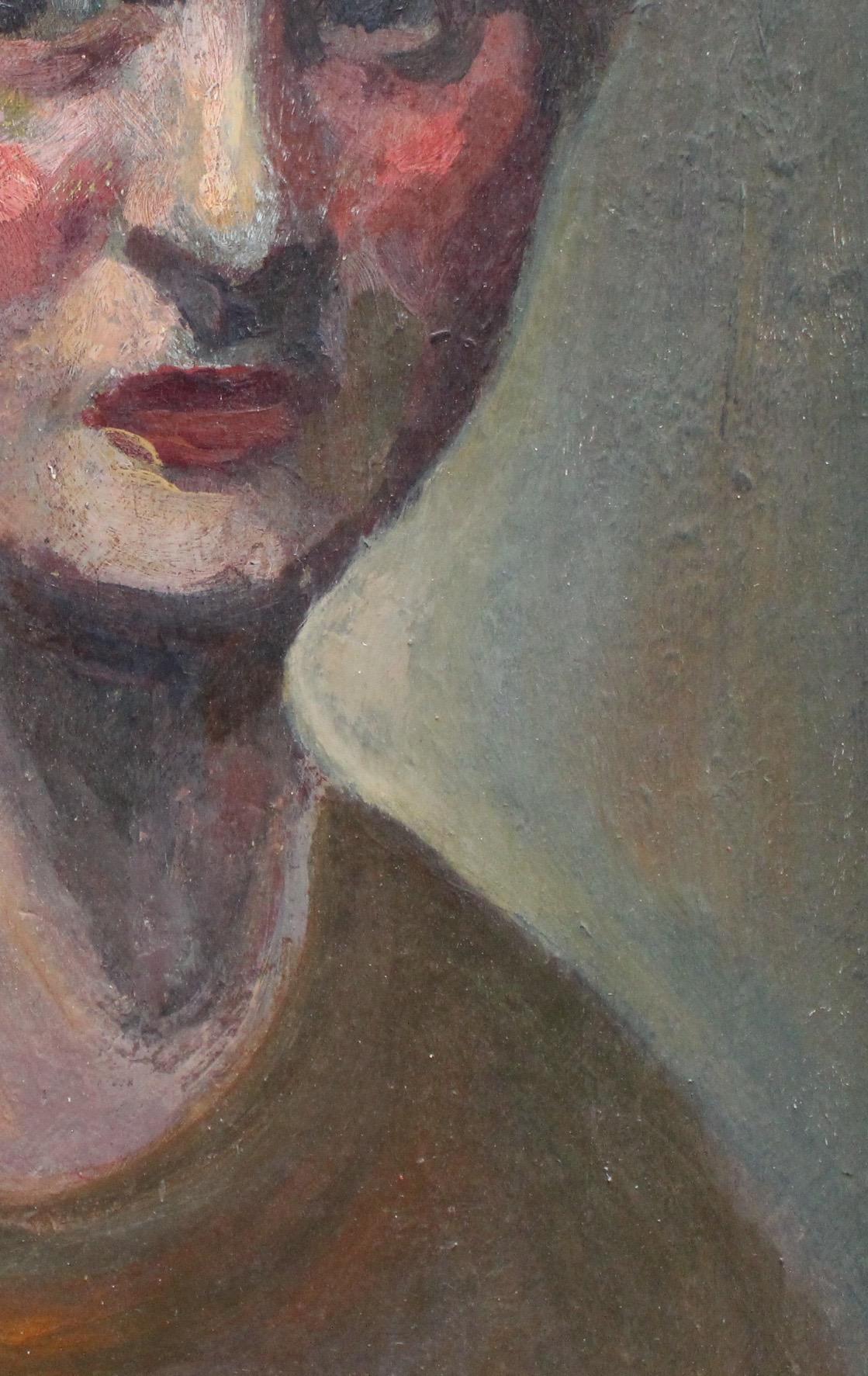 'Portrait of Earnest Woman' by Unknown Artist, French Oil Painting circa 1930s 3
