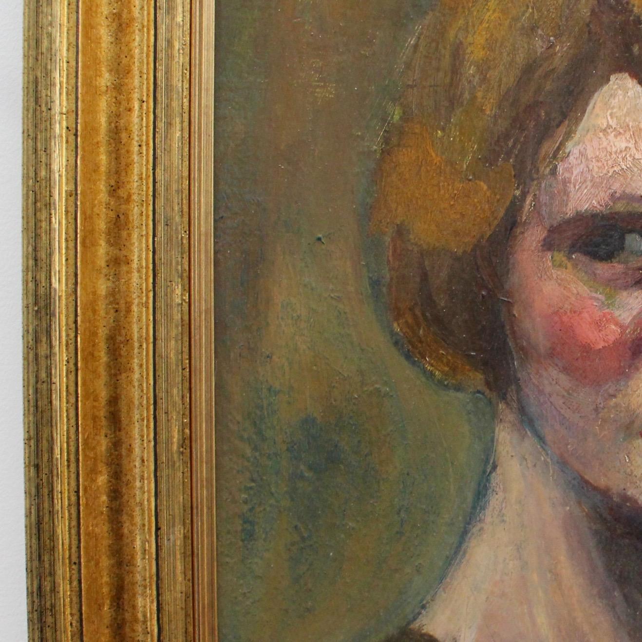 „Porträt einer Earnest-Frau“ eines unbekannten Künstlers:: französisches Ölgemälde:: um 1930 4