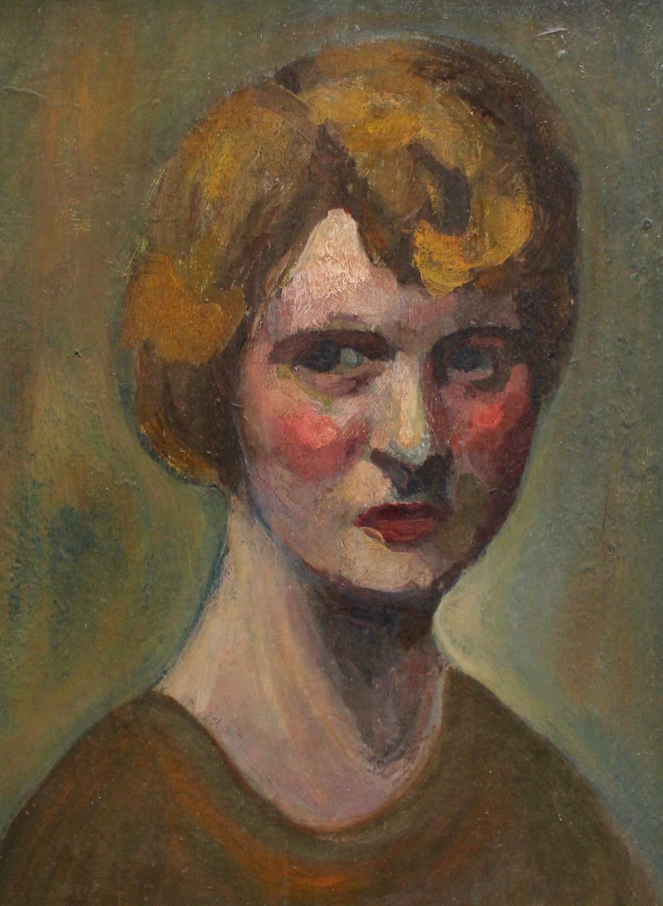 Unknown Figurative Painting – „Porträt einer Earnest-Frau“ eines unbekannten Künstlers:: französisches Ölgemälde:: um 1930